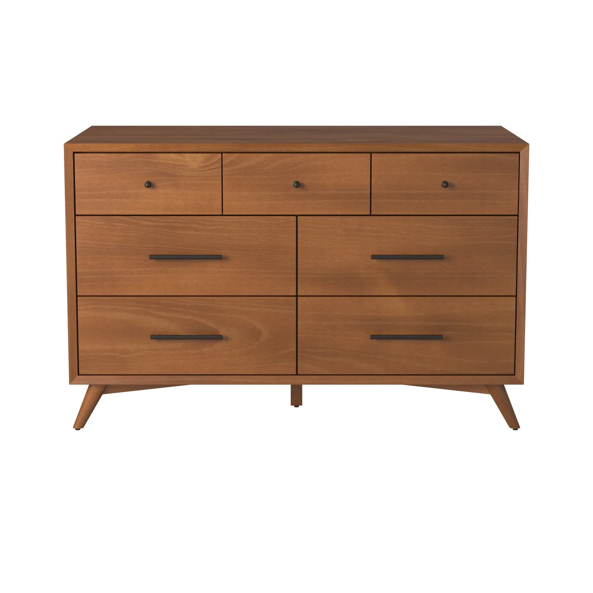 Brown Solid Wood Seven Drawer Double Dresser By Homeroots - Image 6