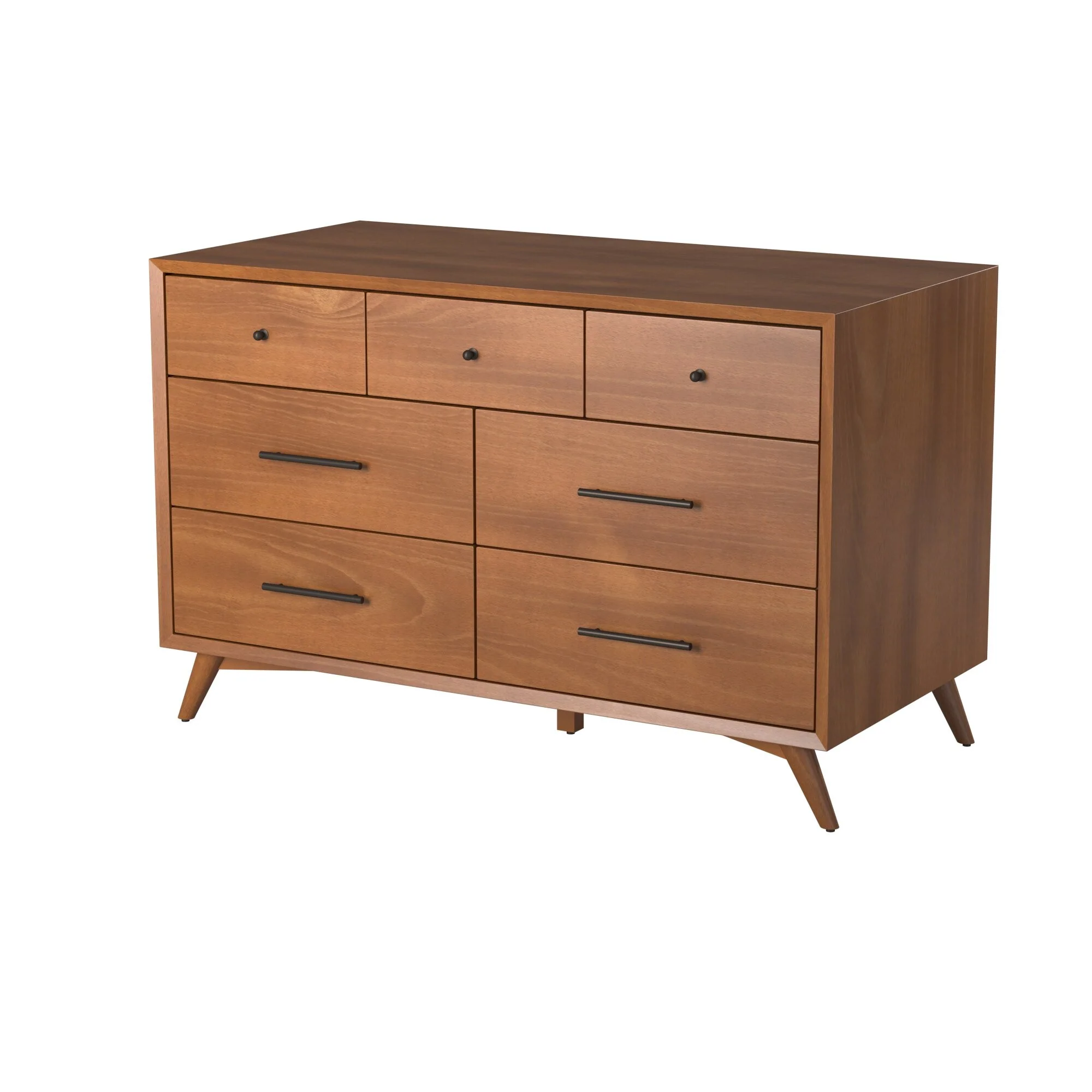 Brown Solid Wood Seven Drawer Double Dresser By Homeroots - Image 7