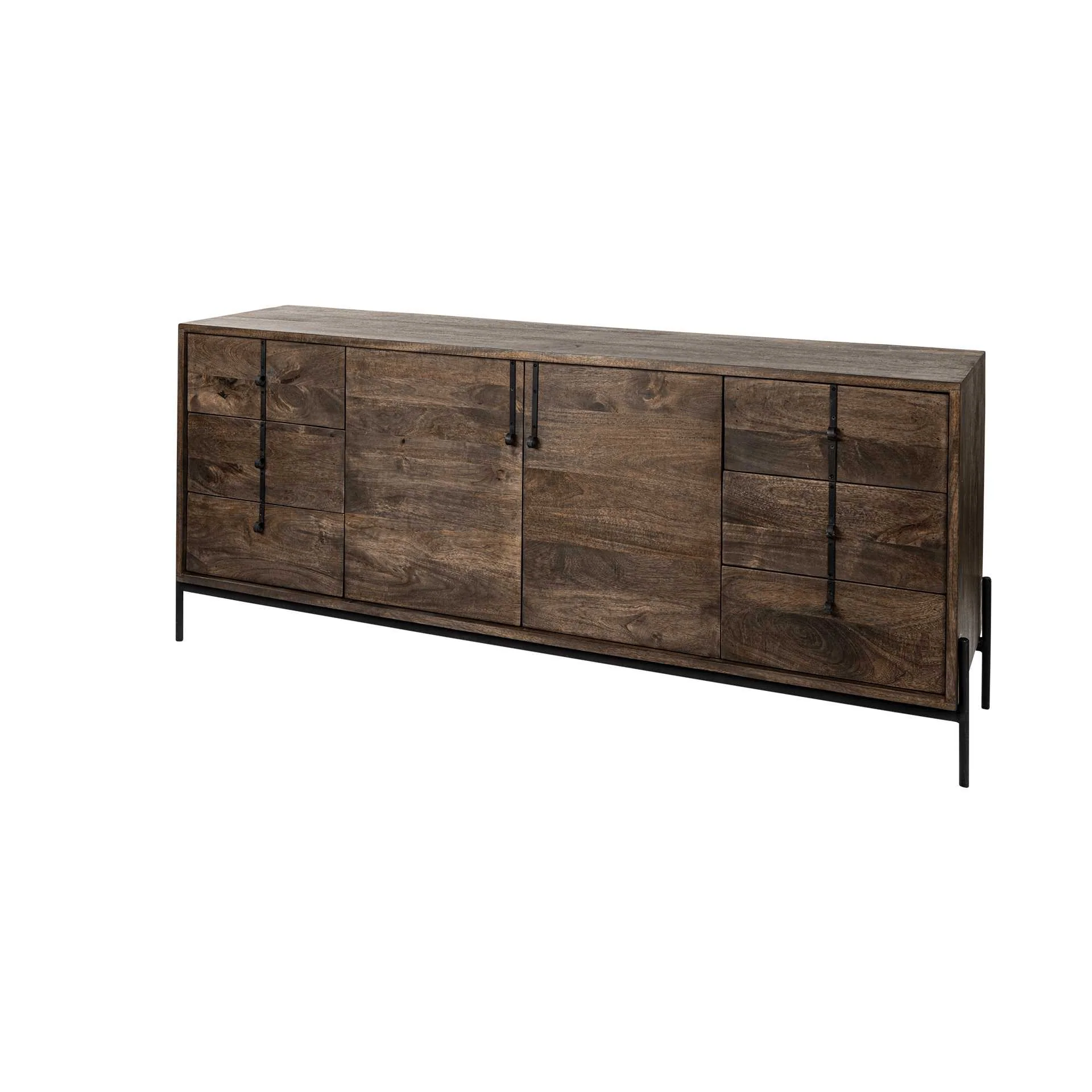 Brown Solid Wood Sideboard With 6 Drawers And 2 Cabinet Doors By Homeroots - Image 2