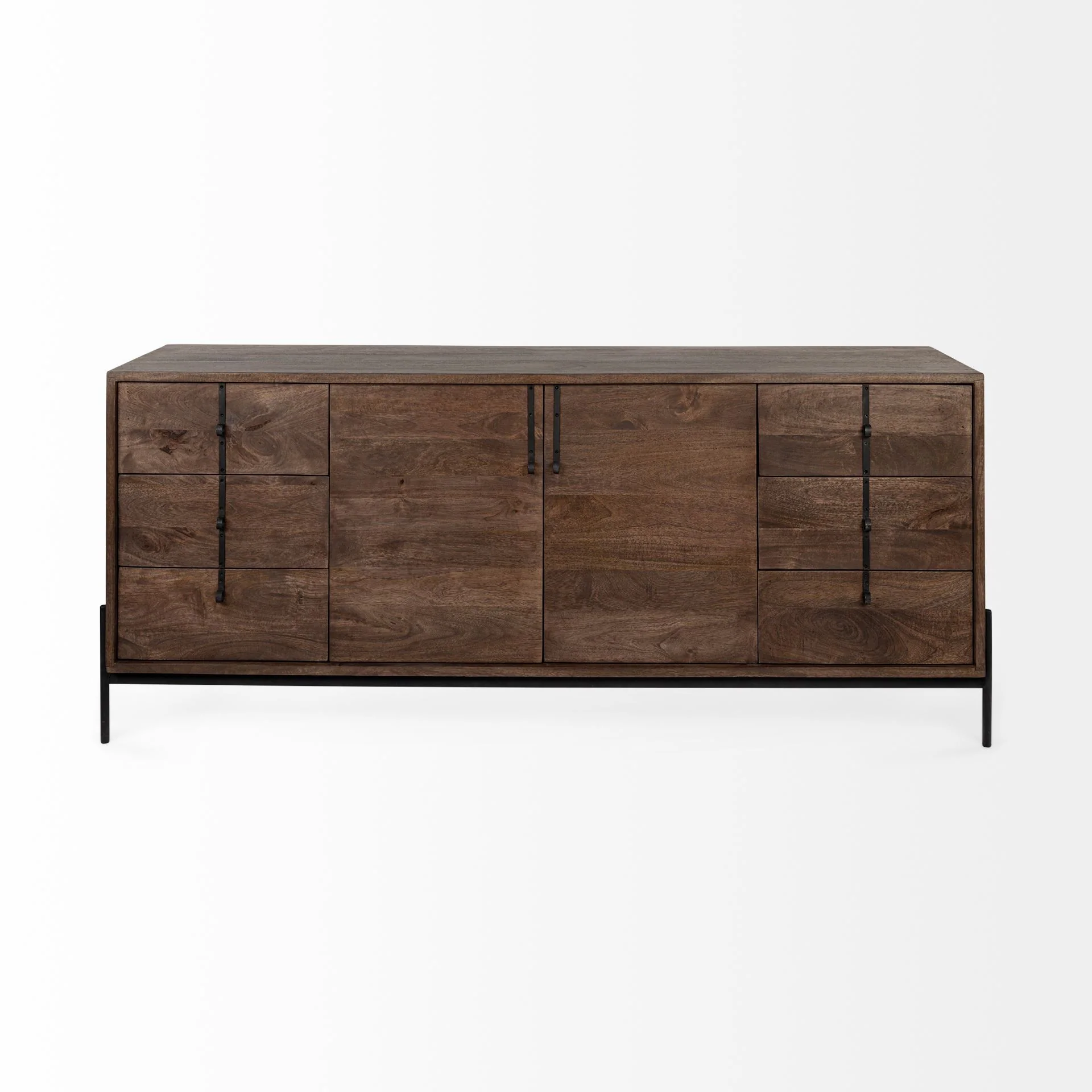 Brown Solid Wood Sideboard With 6 Drawers And 2 Cabinet Doors By Homeroots - Image 3