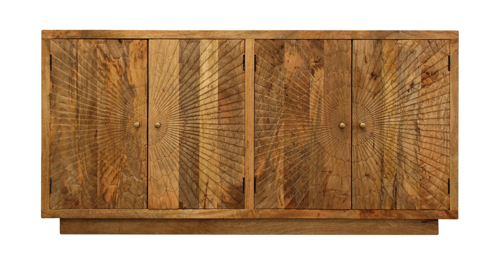 Brown Solid Wood Sideboard with Four Doors By Homeroots - Image 2