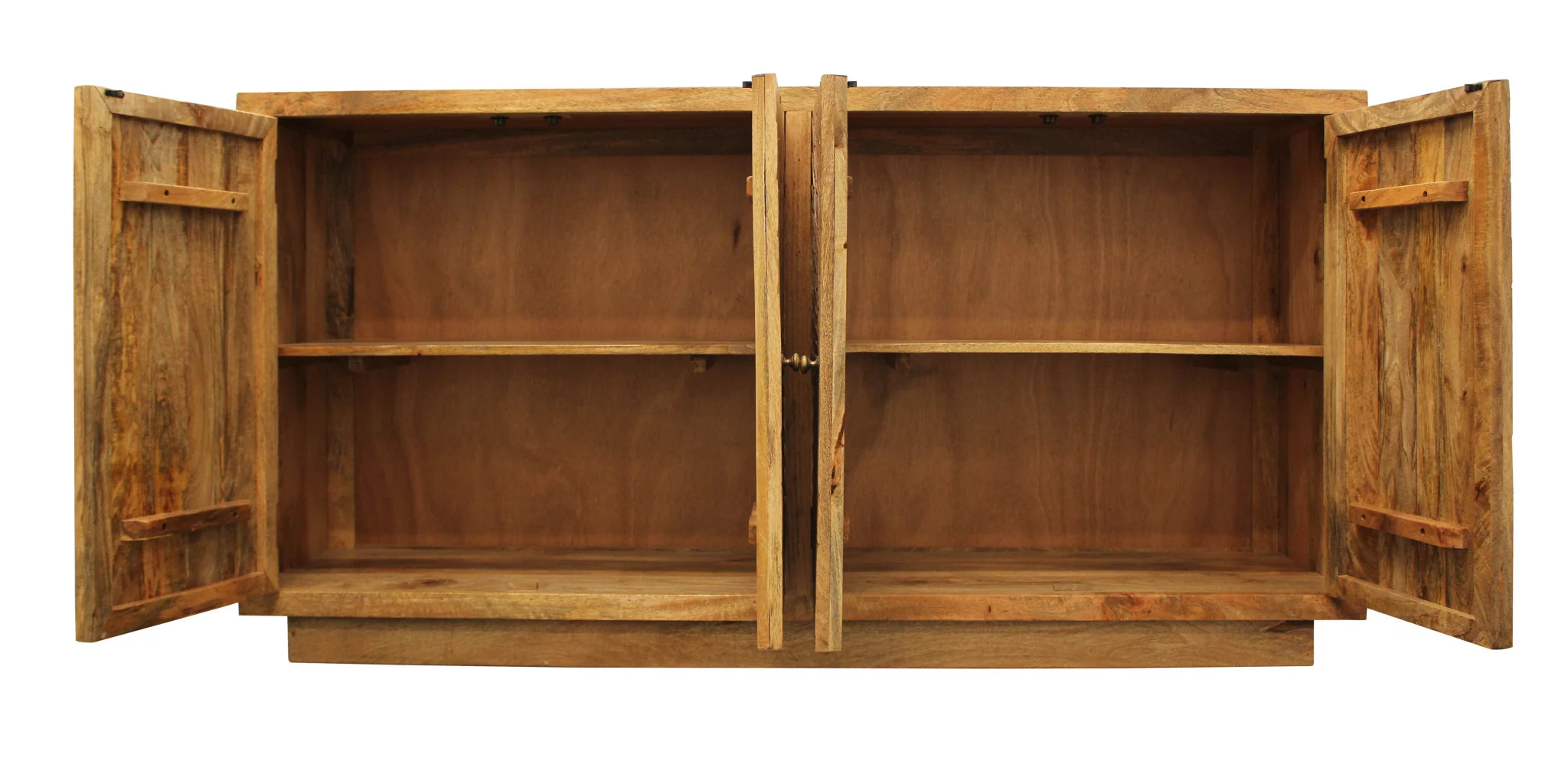Brown Solid Wood Sideboard with Four Doors By Homeroots - Image 3