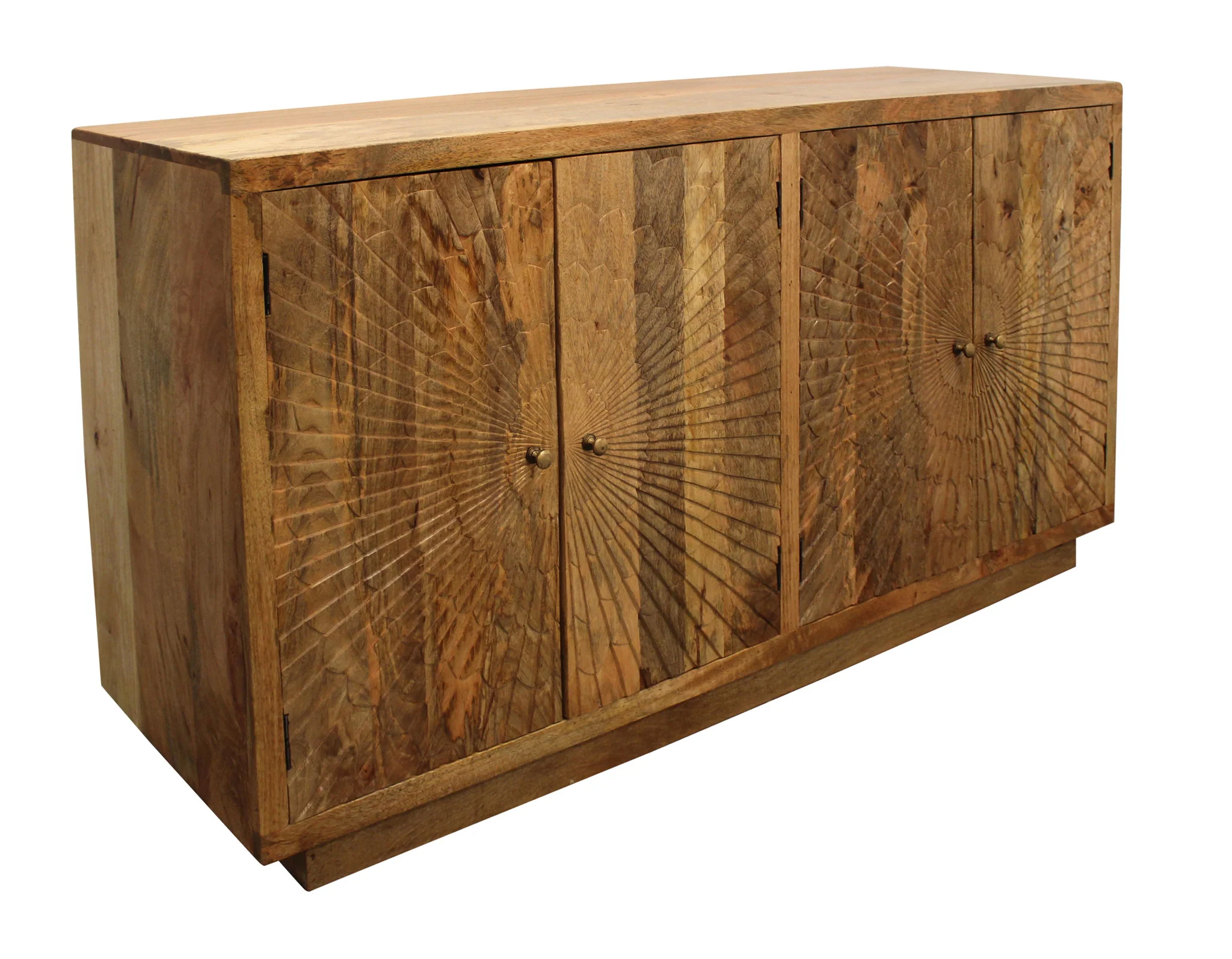 Brown Solid Wood Sideboard with Four Doors By Homeroots - Image 4