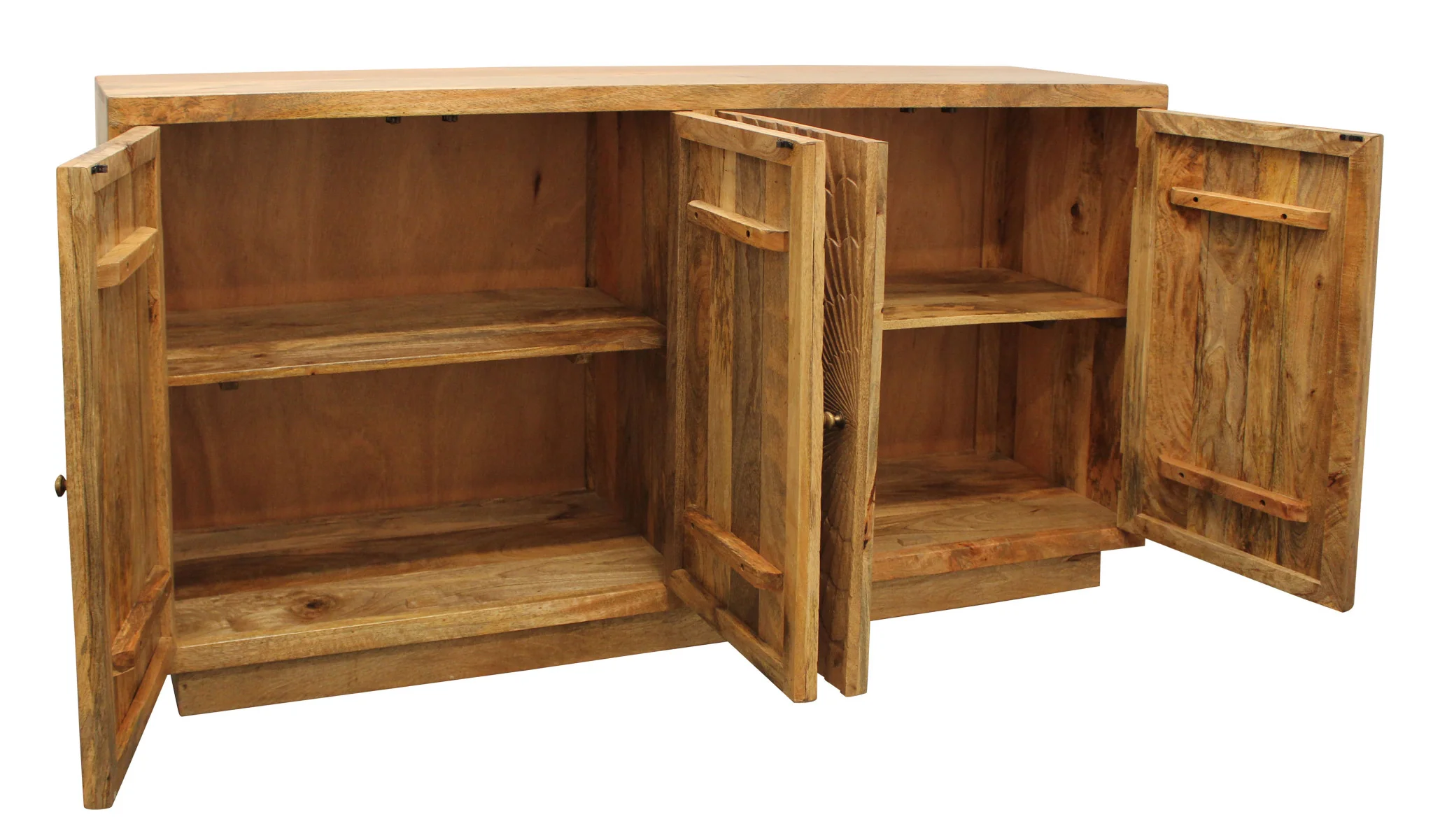 Brown Solid Wood Sideboard with Four Doors By Homeroots - Image 5