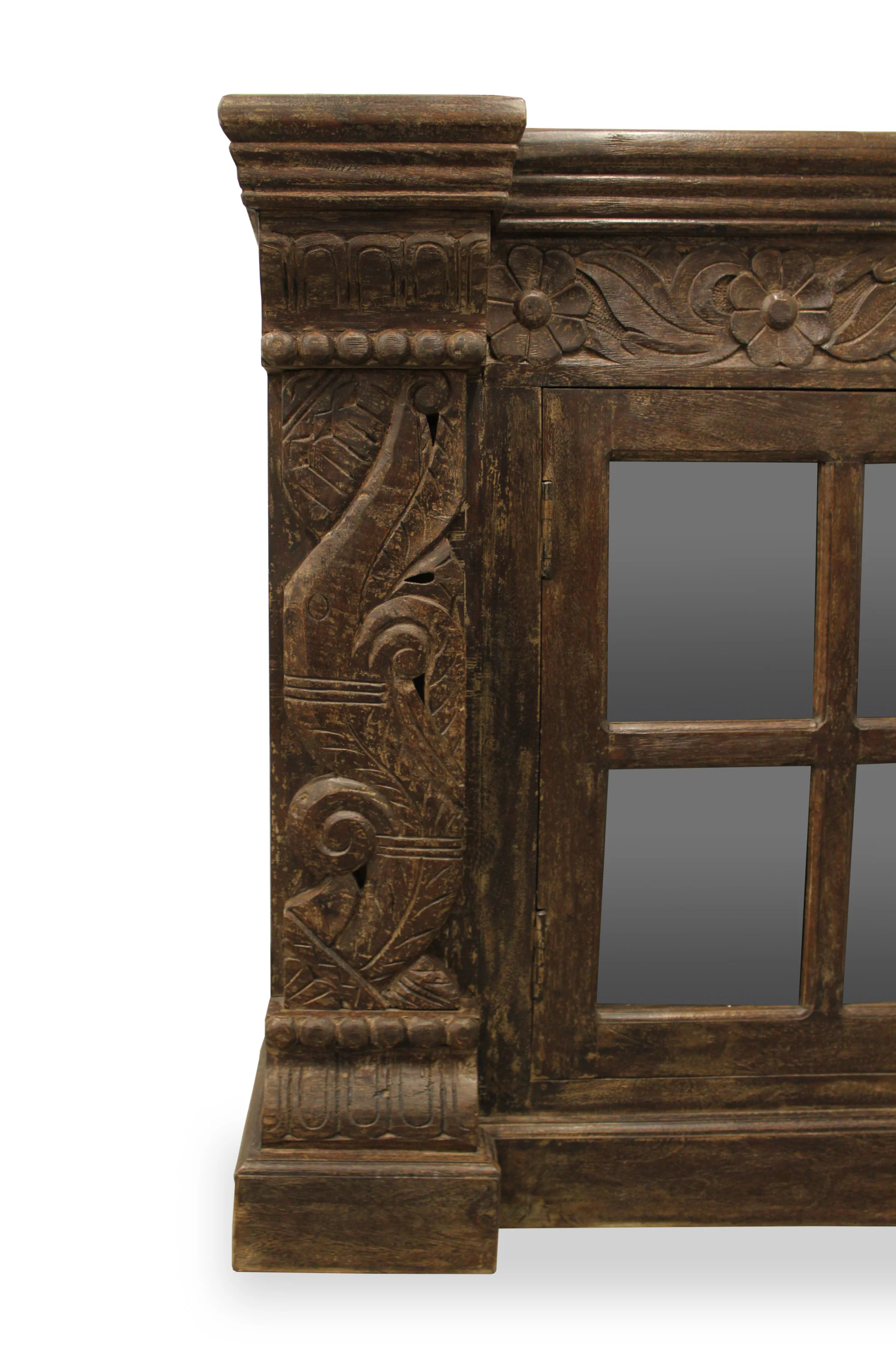 Brown Solid Wood Sideboard with Two Glass Doors By Homeroots - Image 5