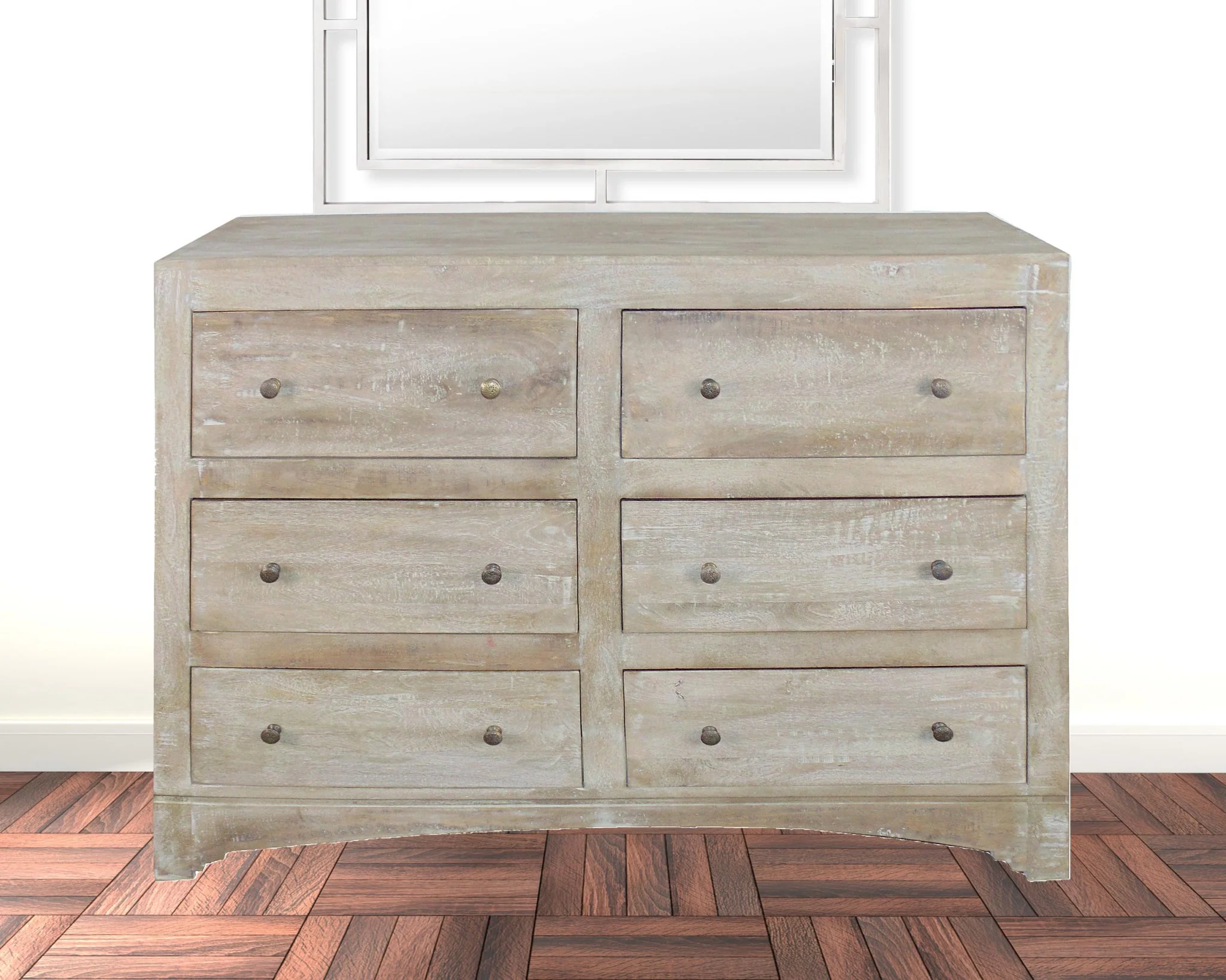 Brown Solid Wood Six Drawer Double Dresser By Homeroots - Image 2