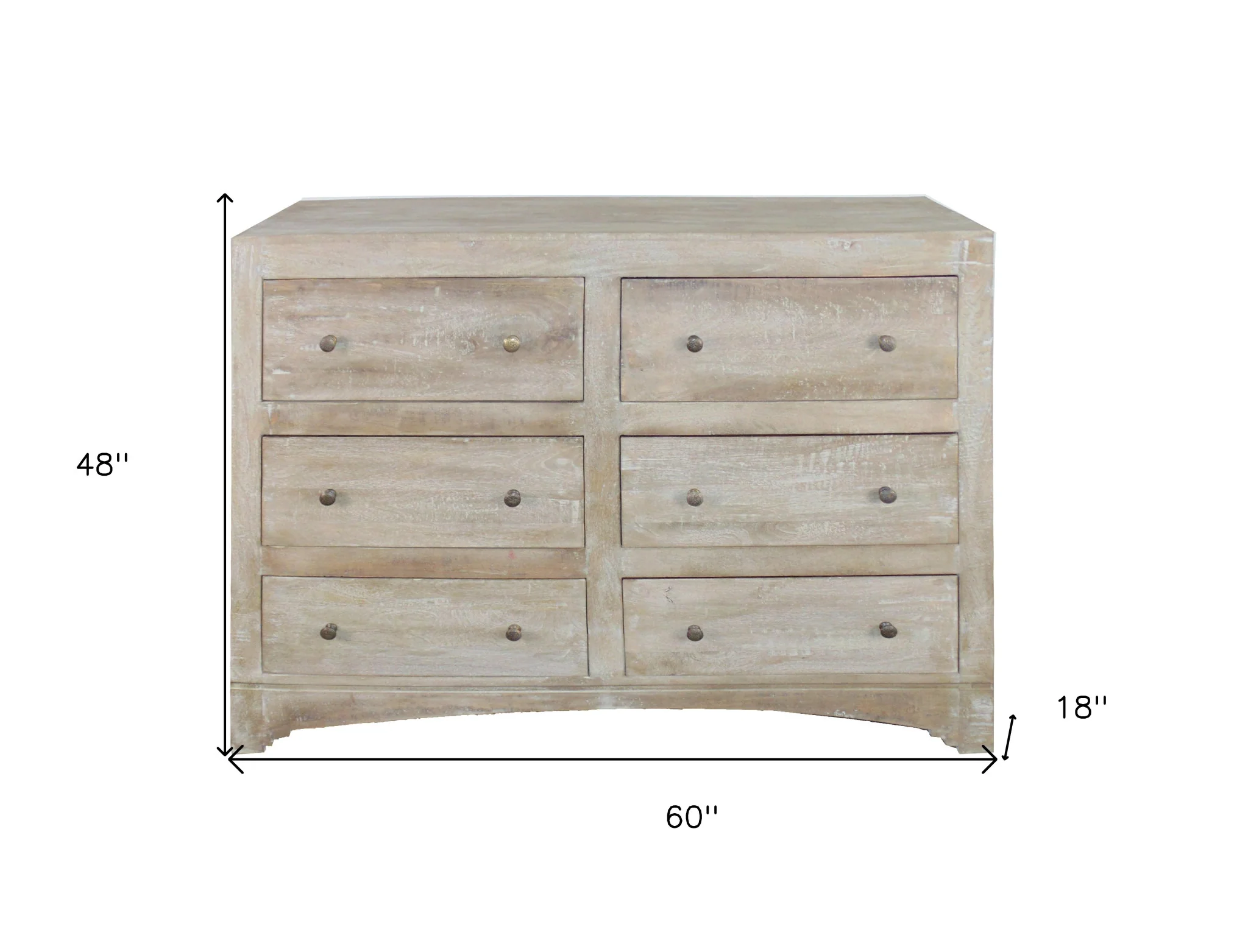 Brown Solid Wood Six Drawer Double Dresser By Homeroots - Image 7