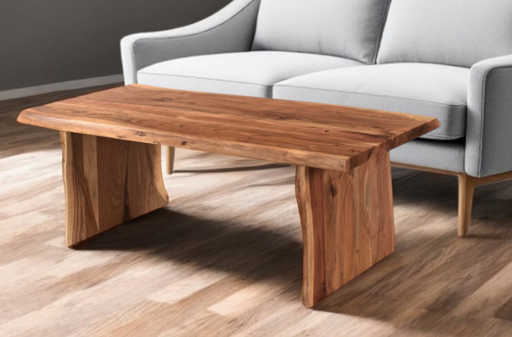 Brown Solid Wood Sled Coffee Table By Homeroots - Image 2