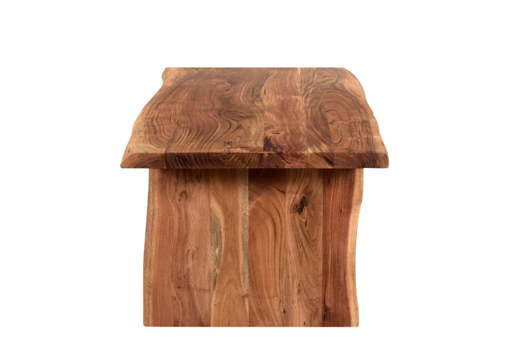 Brown Solid Wood Sled Coffee Table By Homeroots - Image 4