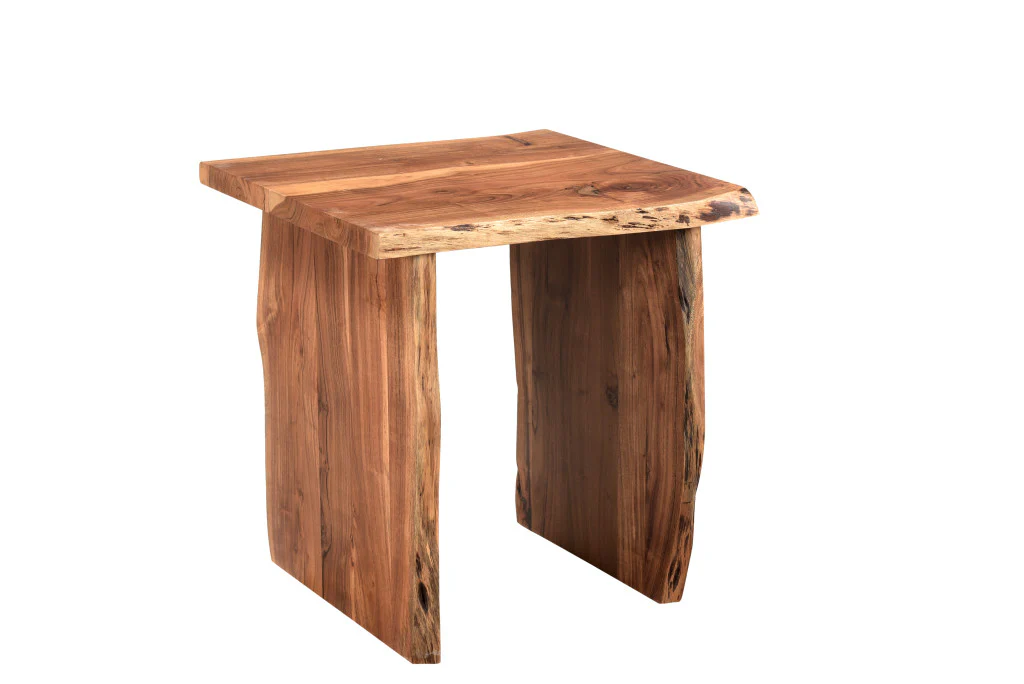 Brown Solid Wood Square End Table By Homeroots - Image 4