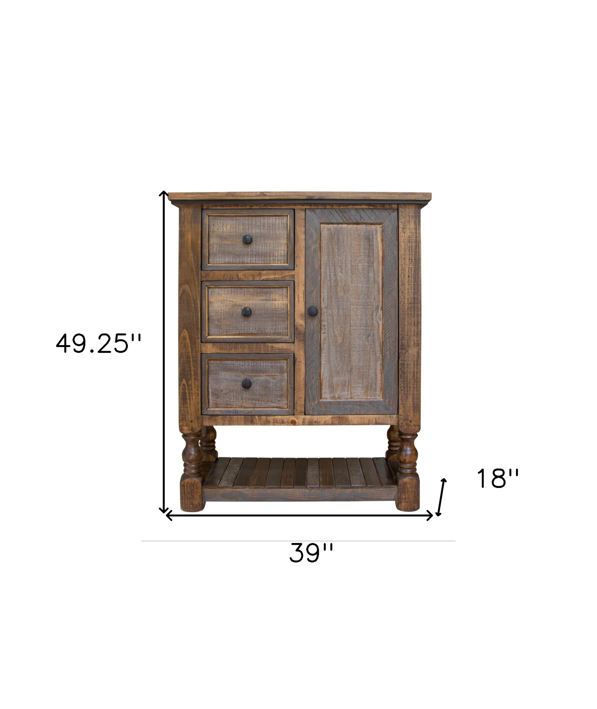 Brown Solid Wood Three Drawer Chest By Homeroots - Image 4