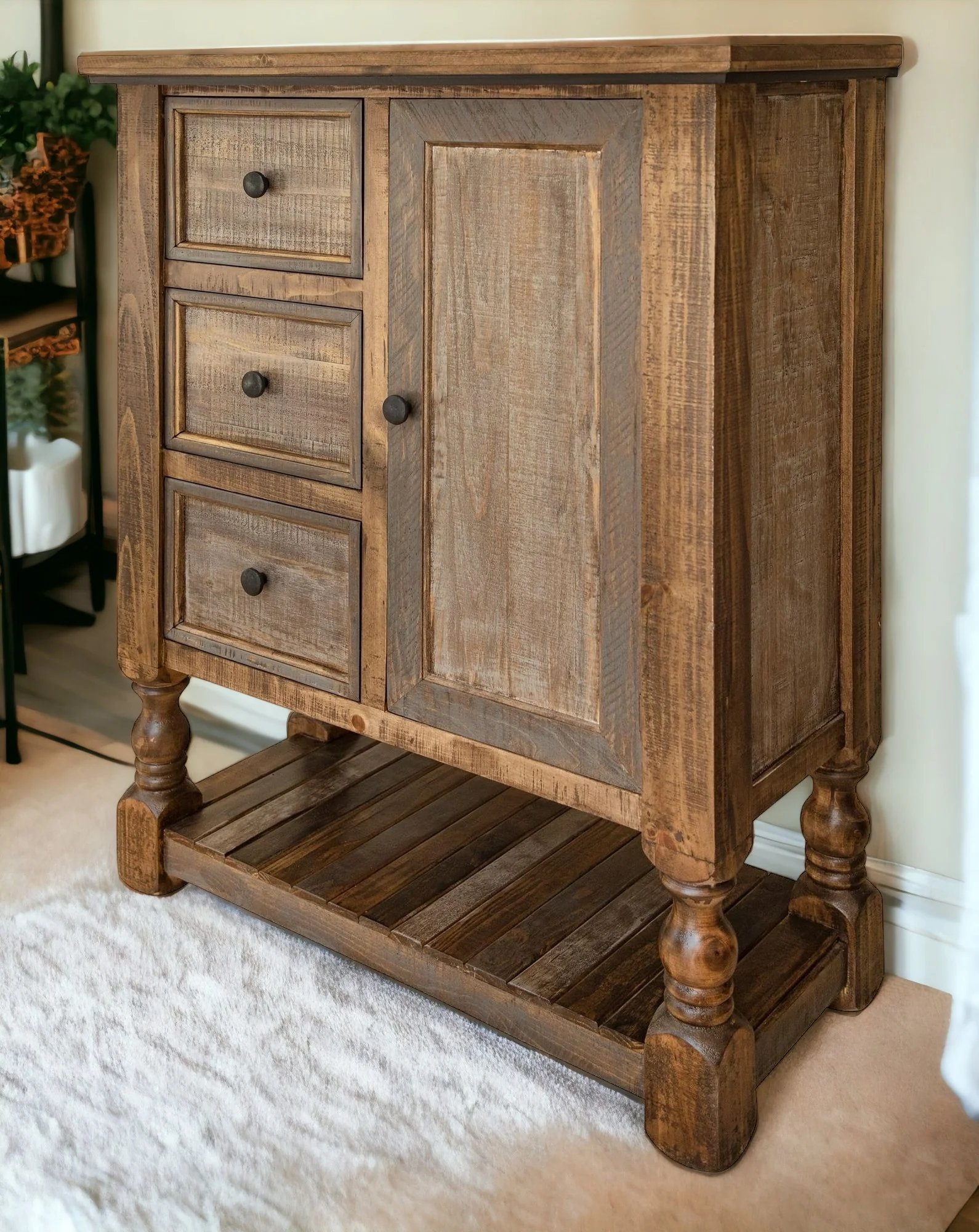 Brown Solid Wood Three Drawer Chest By Homeroots - Image 5