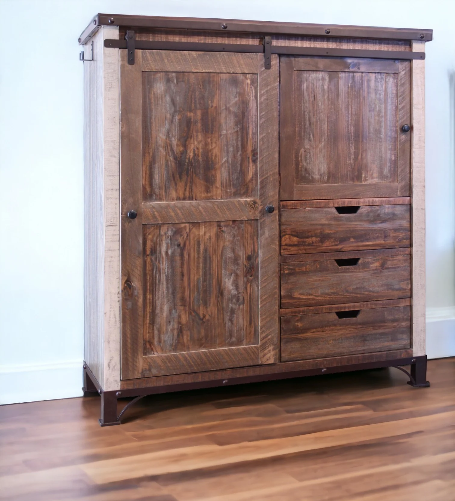 Brown Solid Wood Three Drawer Gentlemans Chest By Homeroots - Image 2