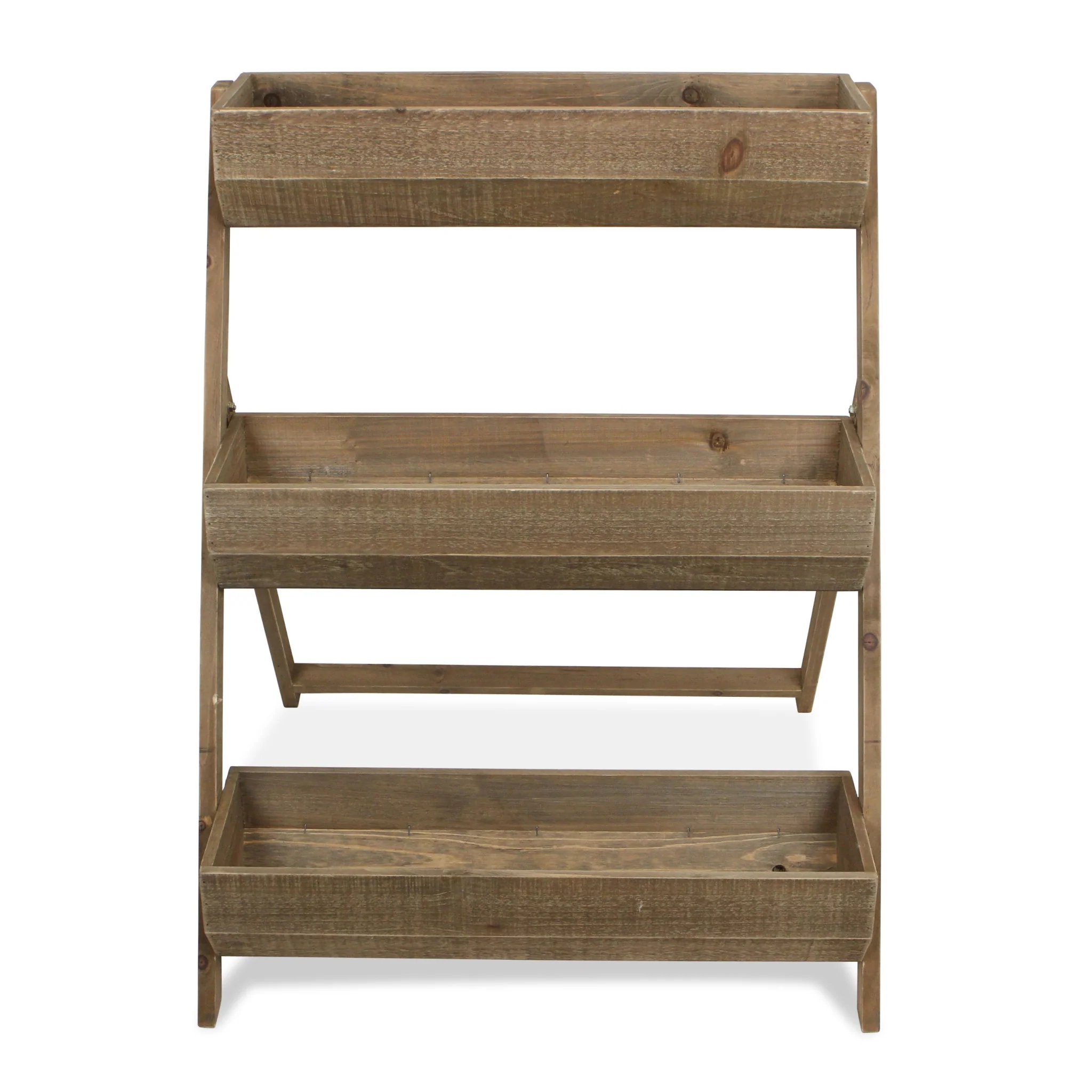 Brown Solid WoodFolding Three Panel Screen Room Divider By Homeroots - Image 3