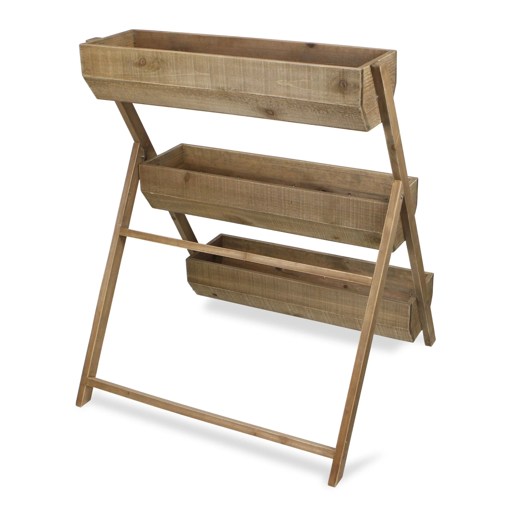 Brown Solid WoodFolding Three Panel Screen Room Divider By Homeroots - Image 4