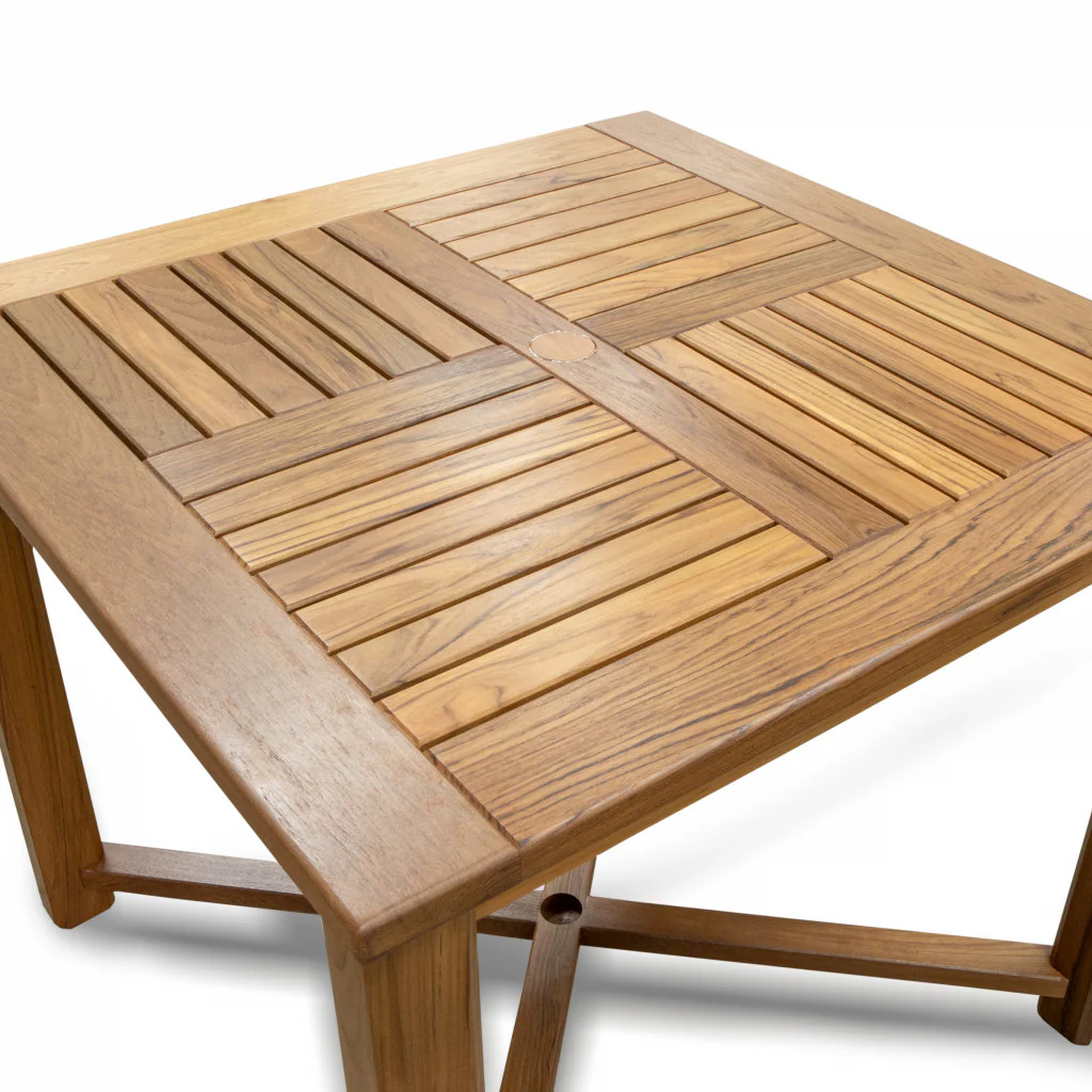 Brown Square Solid Wood Trestle Base Dining Table By Homeroots - Image 3