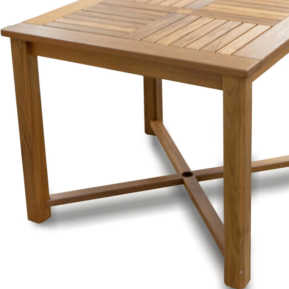 Brown Square Solid Wood Trestle Base Dining Table By Homeroots - Image 4
