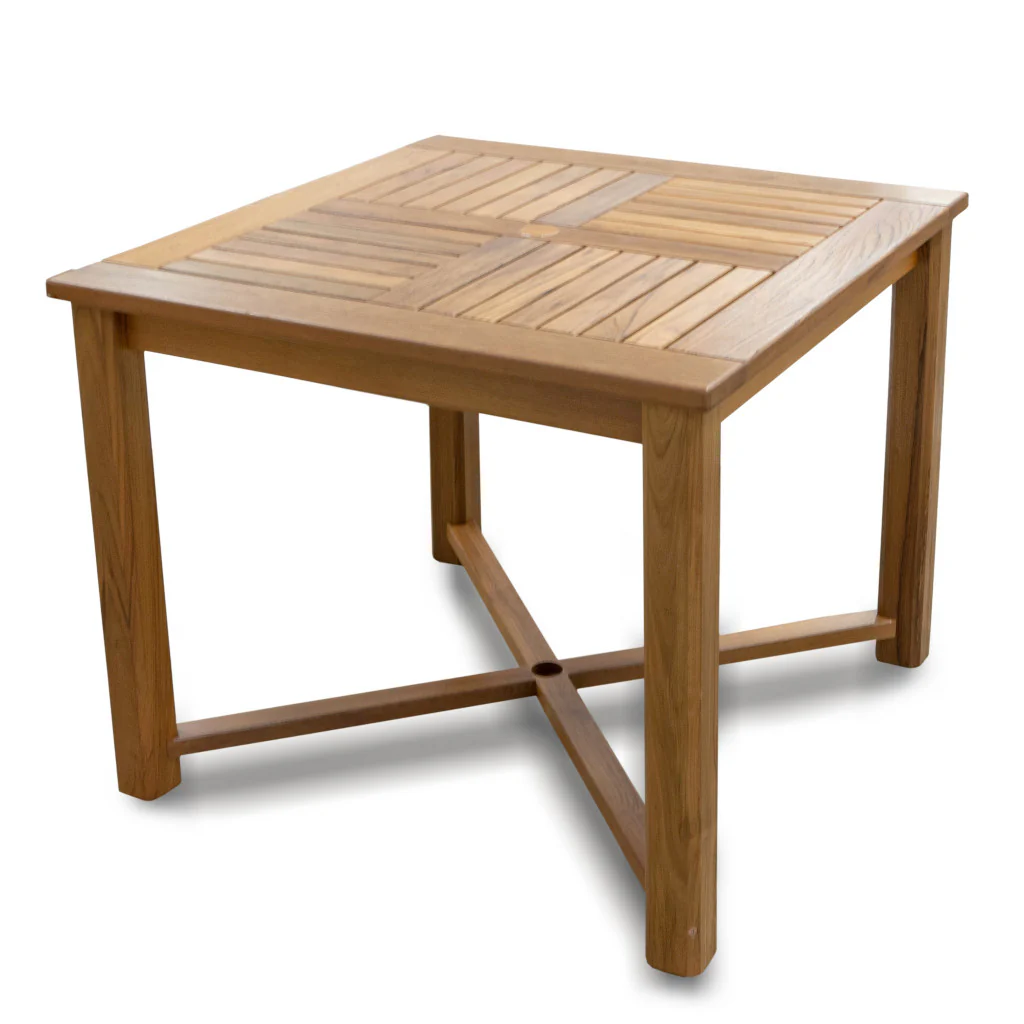Brown Square Solid Wood Trestle Base Dining Table By Homeroots - Image 5