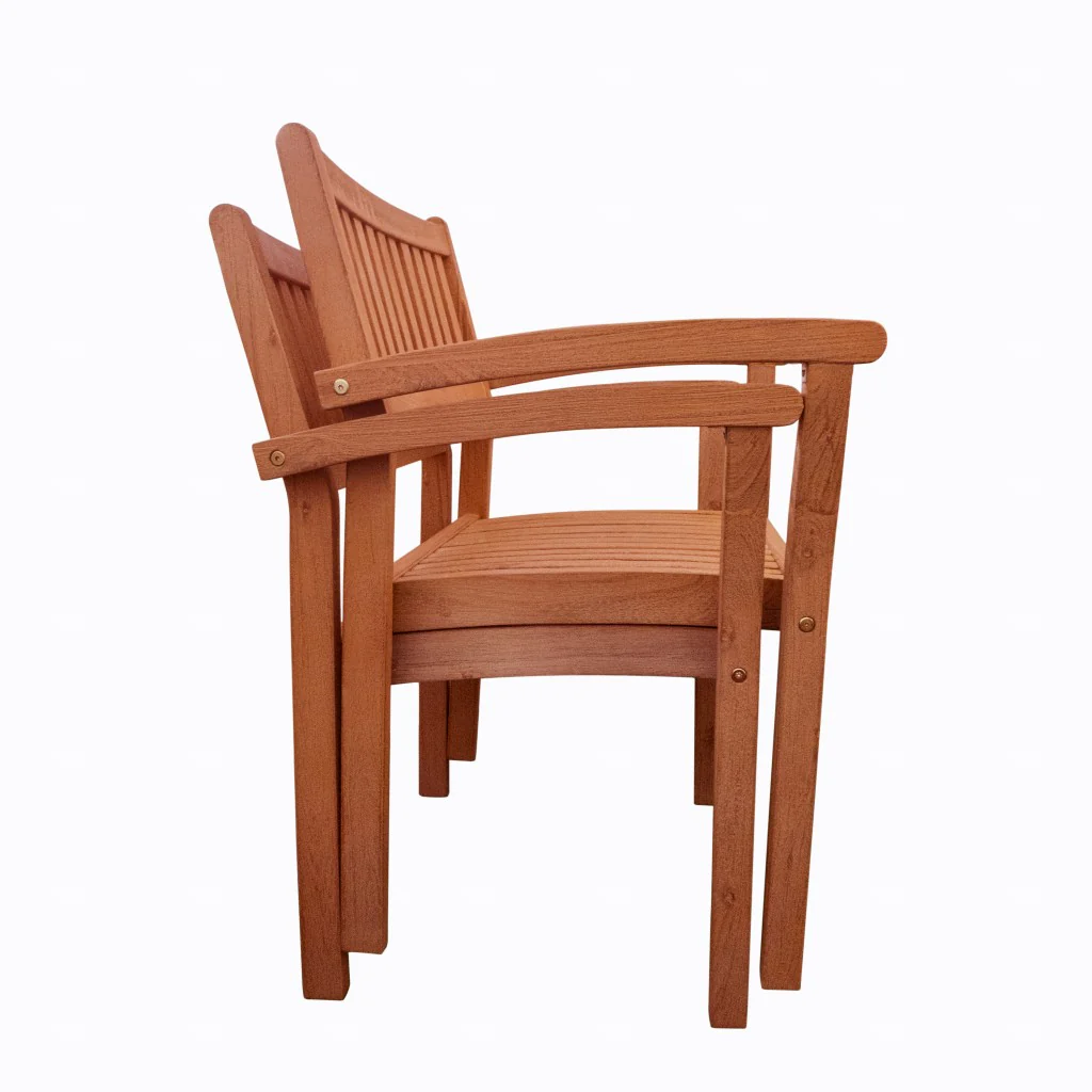 Brown Stacking Armchairs Set Of 2 By Homeroots - Image 2
