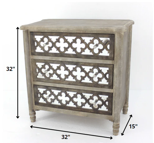 Brown Standard Accent Cabinet With Three Drawers By Homeroots - Image 5