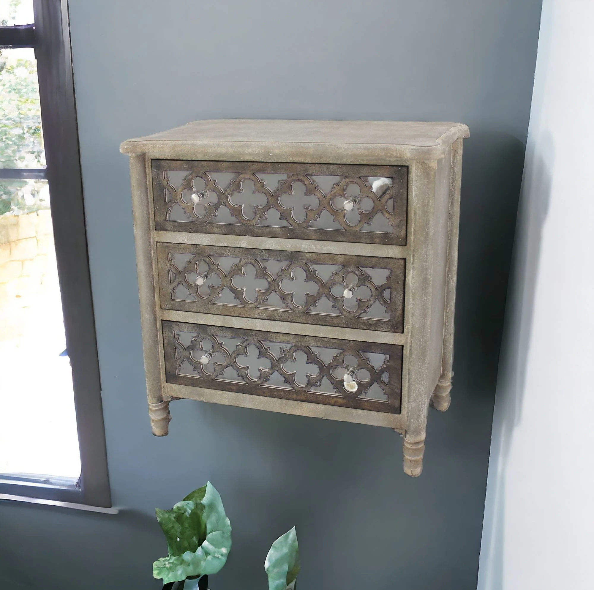 Brown Standard Accent Cabinet With Three Drawers By Homeroots - Image 6