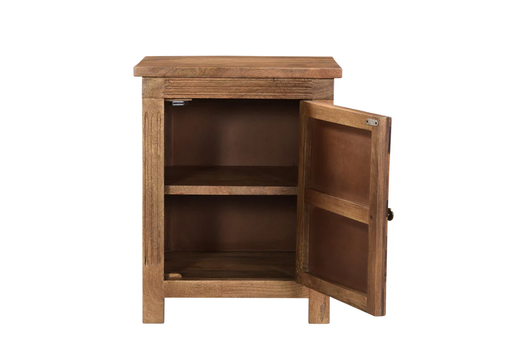 Brown Starburst Geometric Solid Wood Nightstand By Homeroots - Image 2
