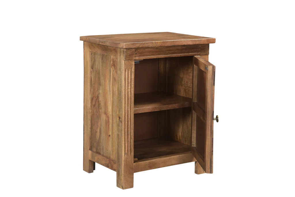 Brown Starburst Geometric Solid Wood Nightstand By Homeroots - Image 3