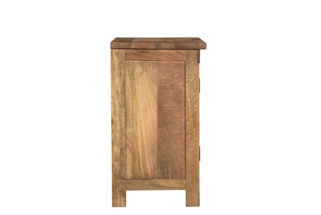 Brown Starburst Geometric Solid Wood Nightstand By Homeroots - Image 4
