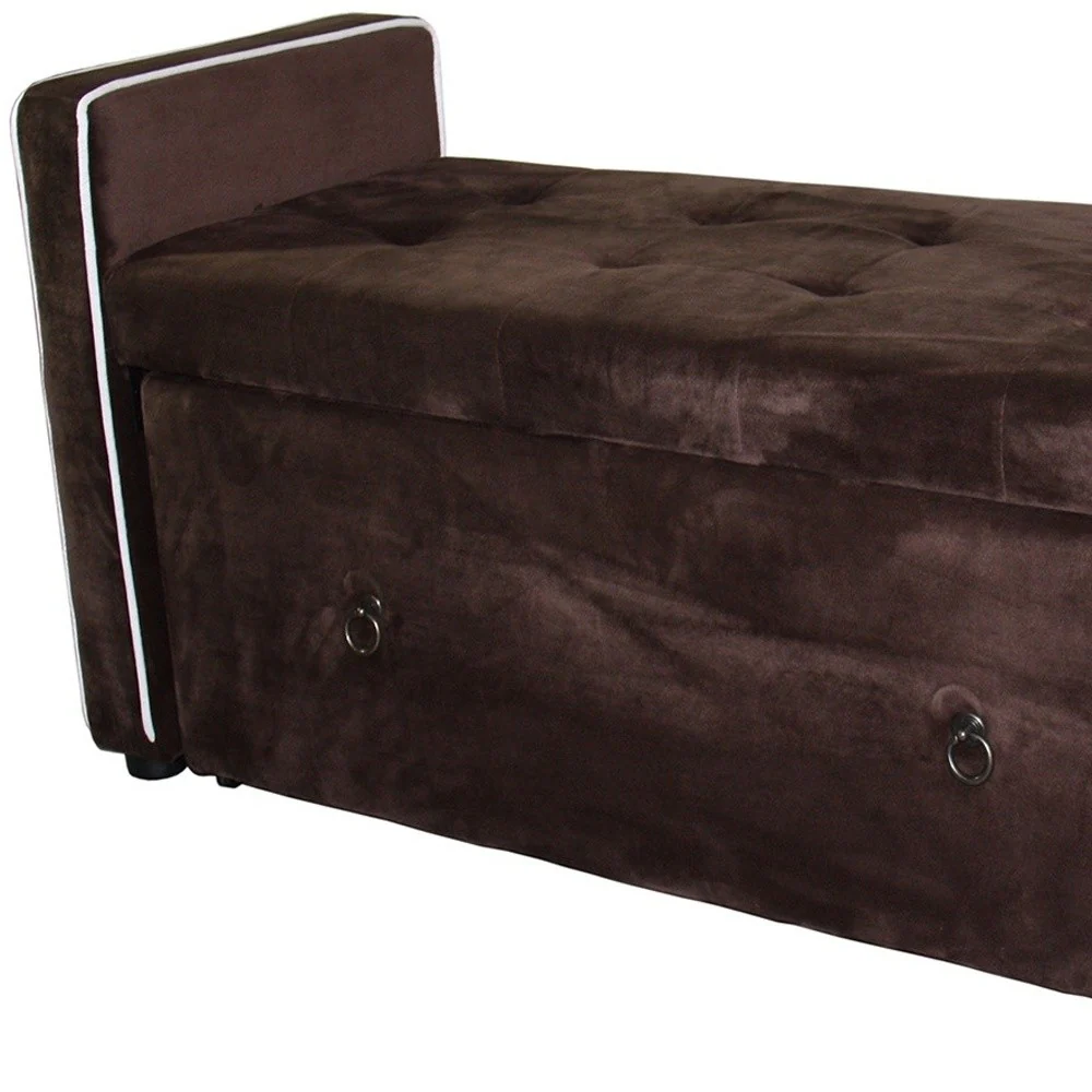 Brown Suede Shoe Storage Bench with Drawer By Homeroots - Image 7