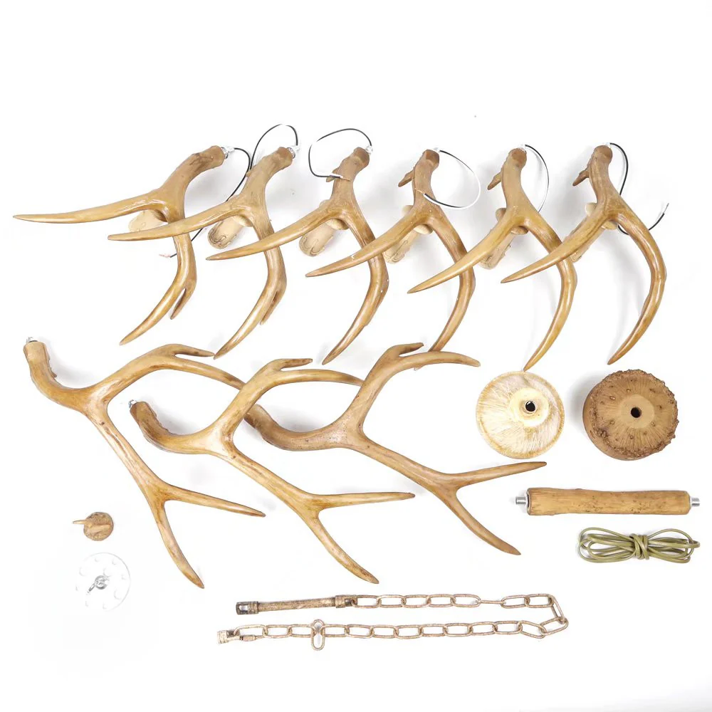 Brown Super Stag Faux Antlers Six Light LED Chandelier By Homeroots - Image 7