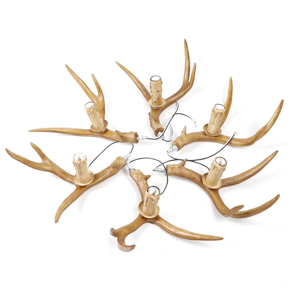 Brown Super Stag Faux Antlers Six Light LED Chandelier By Homeroots - Image 8