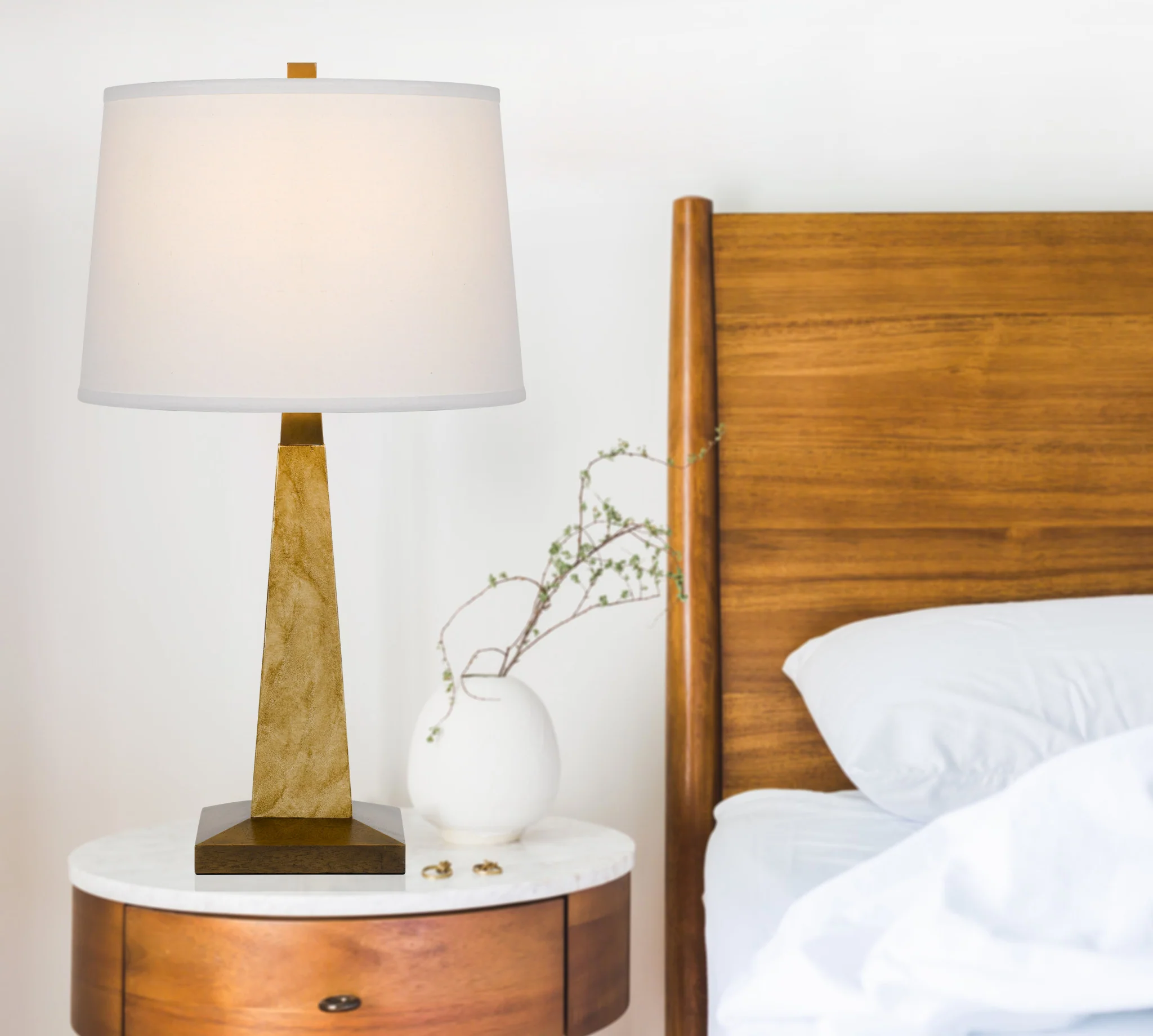 Brown Table Lamp With Off White Empire Shade By Homeroots - Image 2