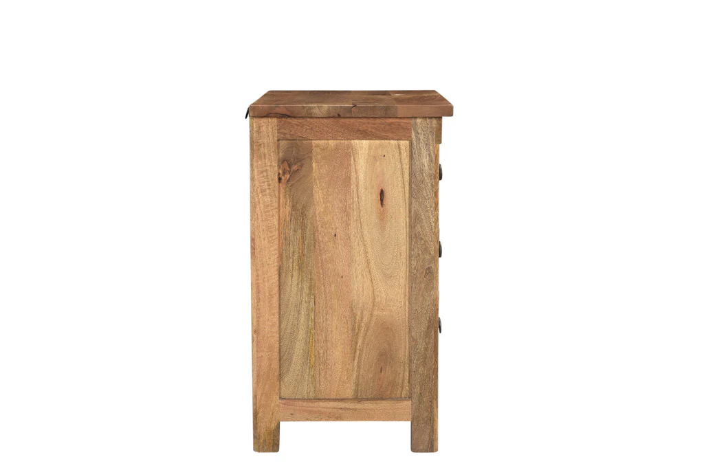 Brown Three Drawer Starburst Pattern Solid Wood Nightstand By Homeroots - Image 3