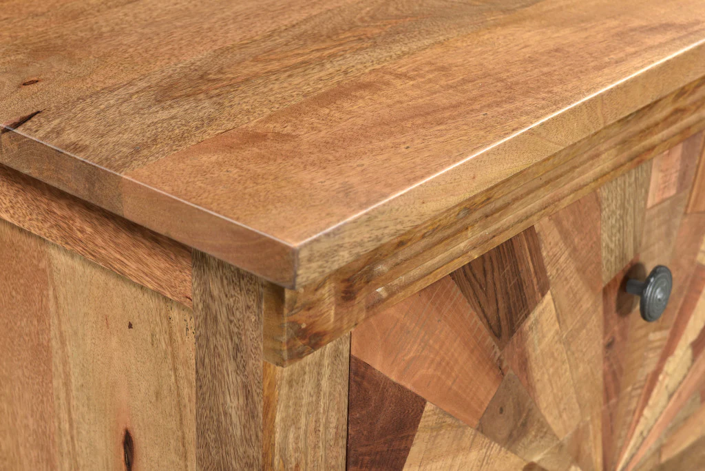 Brown Three Drawer Starburst Pattern Solid Wood Nightstand By Homeroots - Image 6