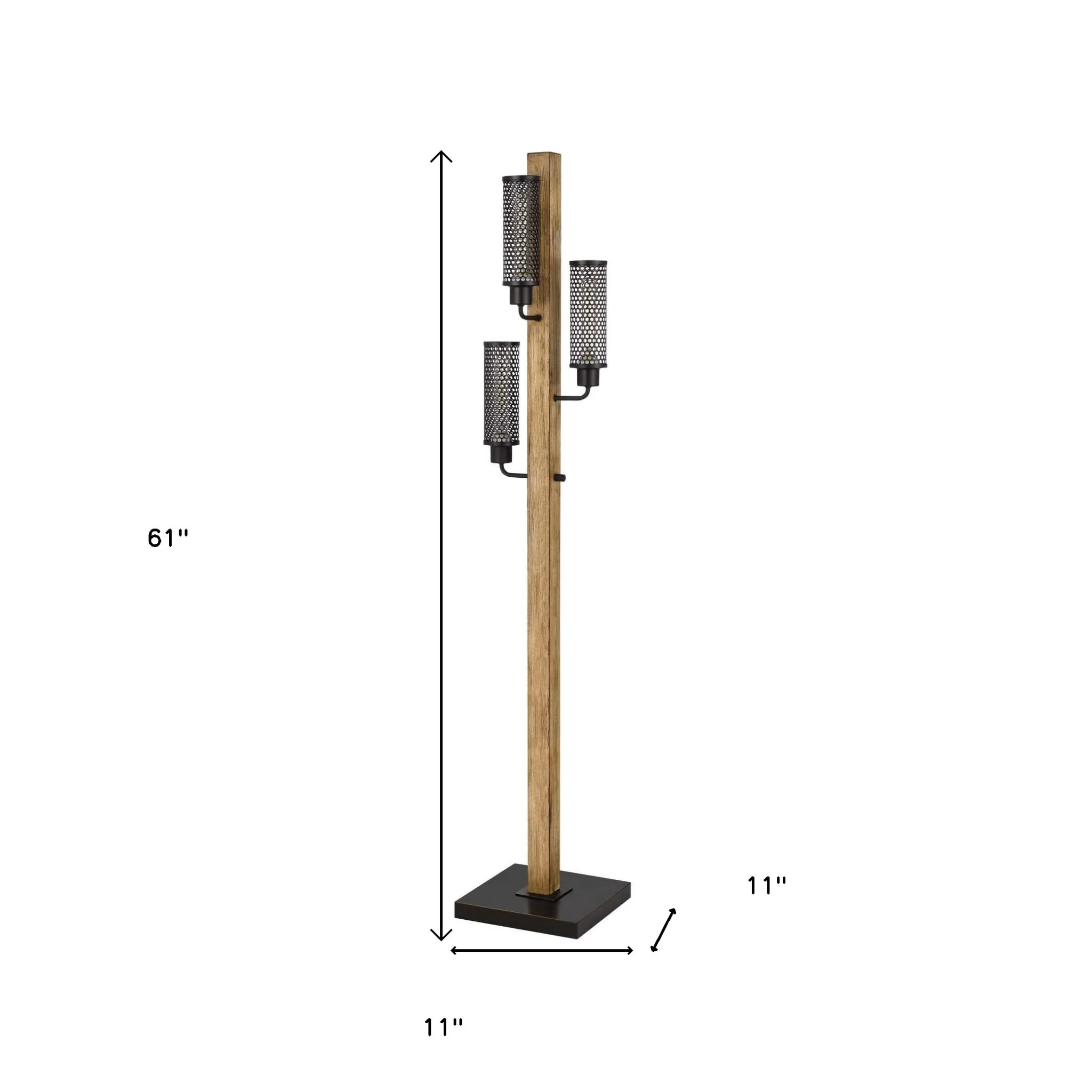 Brown Three Light Traditional Shaped Floor Lamp With Black Novelty Shade By Homeroots - Image 3