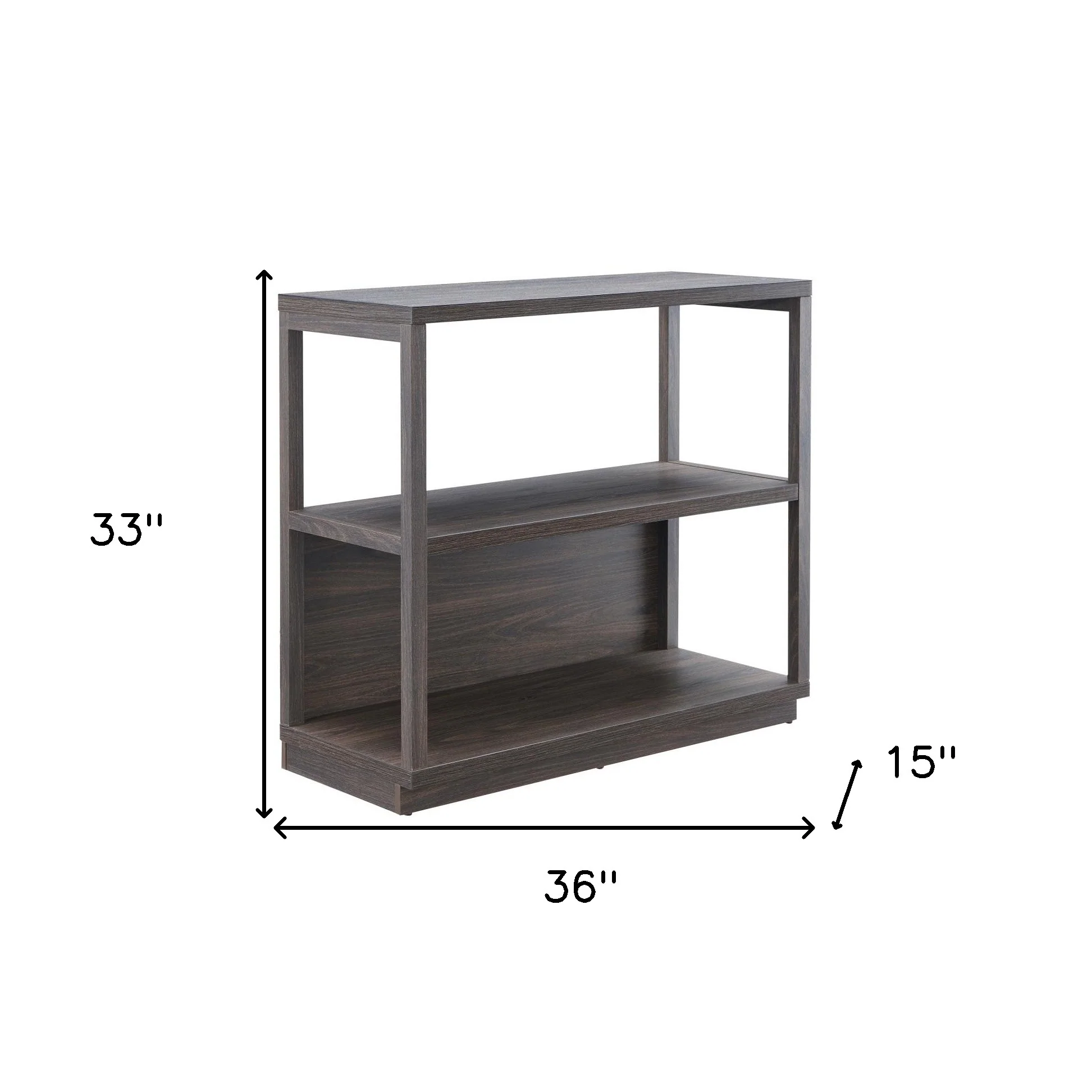 Brown Three Tier Standard Bookcase By Homeroots - Image 6