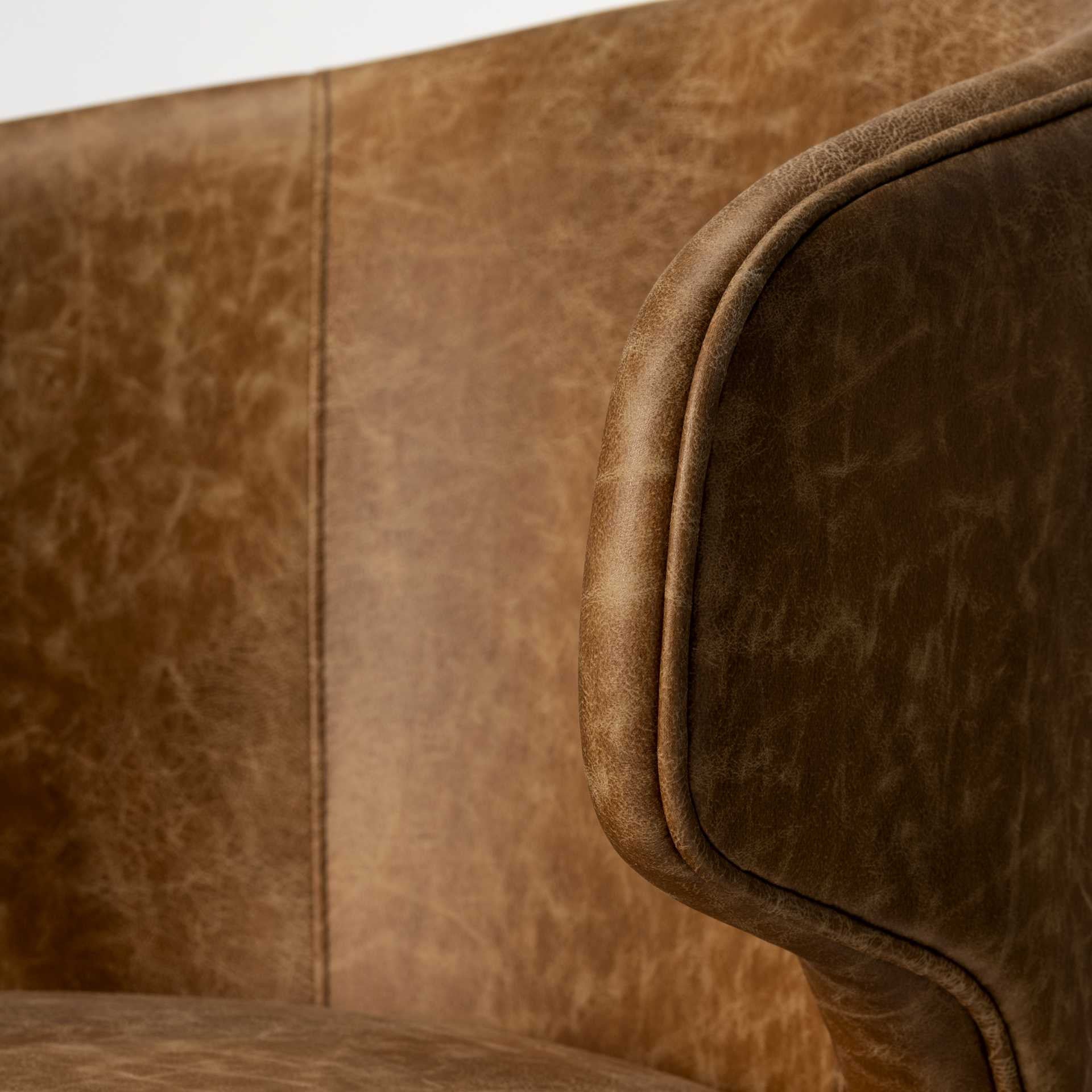 Brown Toned Leather With Brown Wooden Base Dining Chair By Homeroots - Image 7