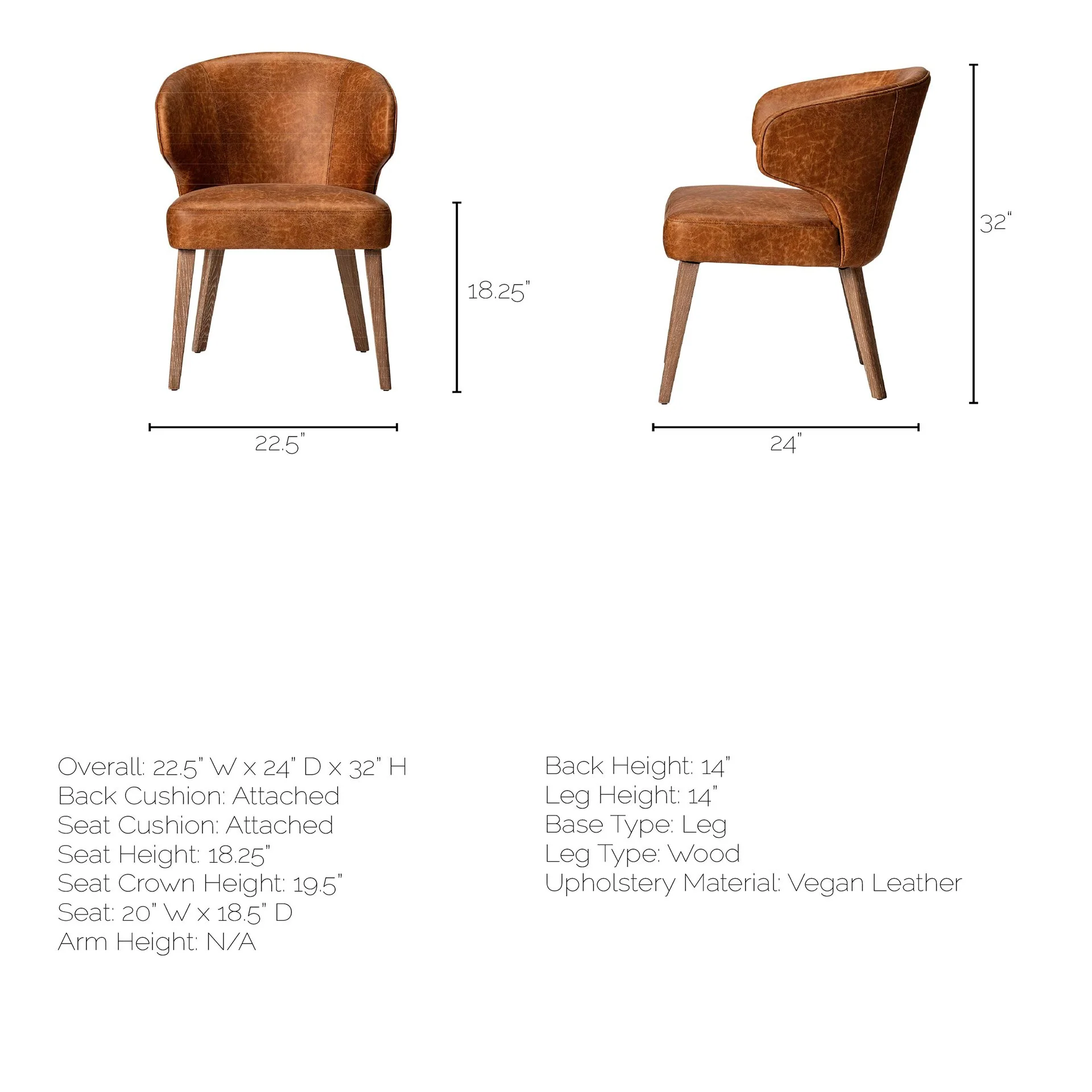 Brown Toned Leather With Brown Wooden Base Dining Chair By Homeroots - Image 9