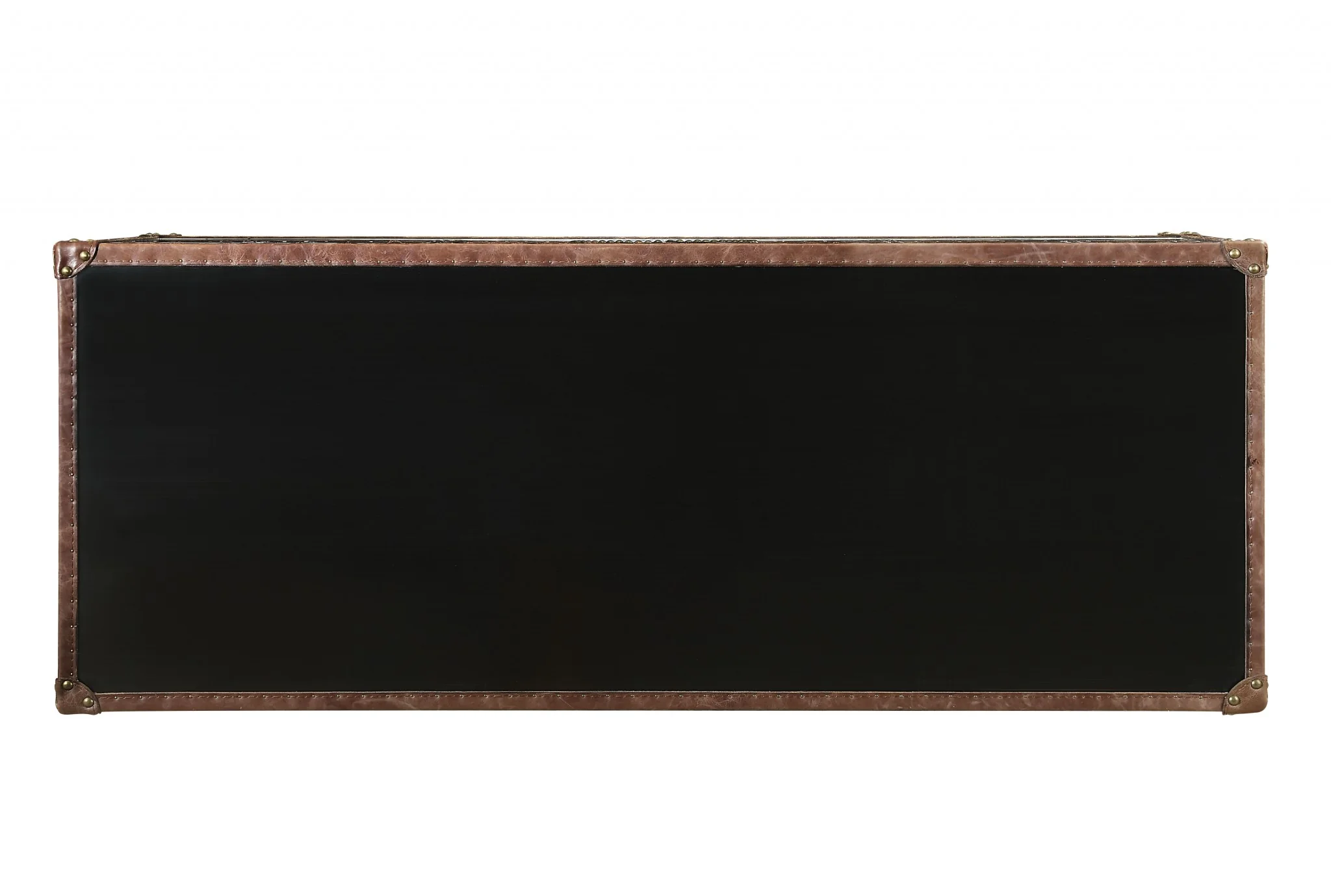Brown Top Grain Leather And Aluminum Console Table By Homeroots - Image 4