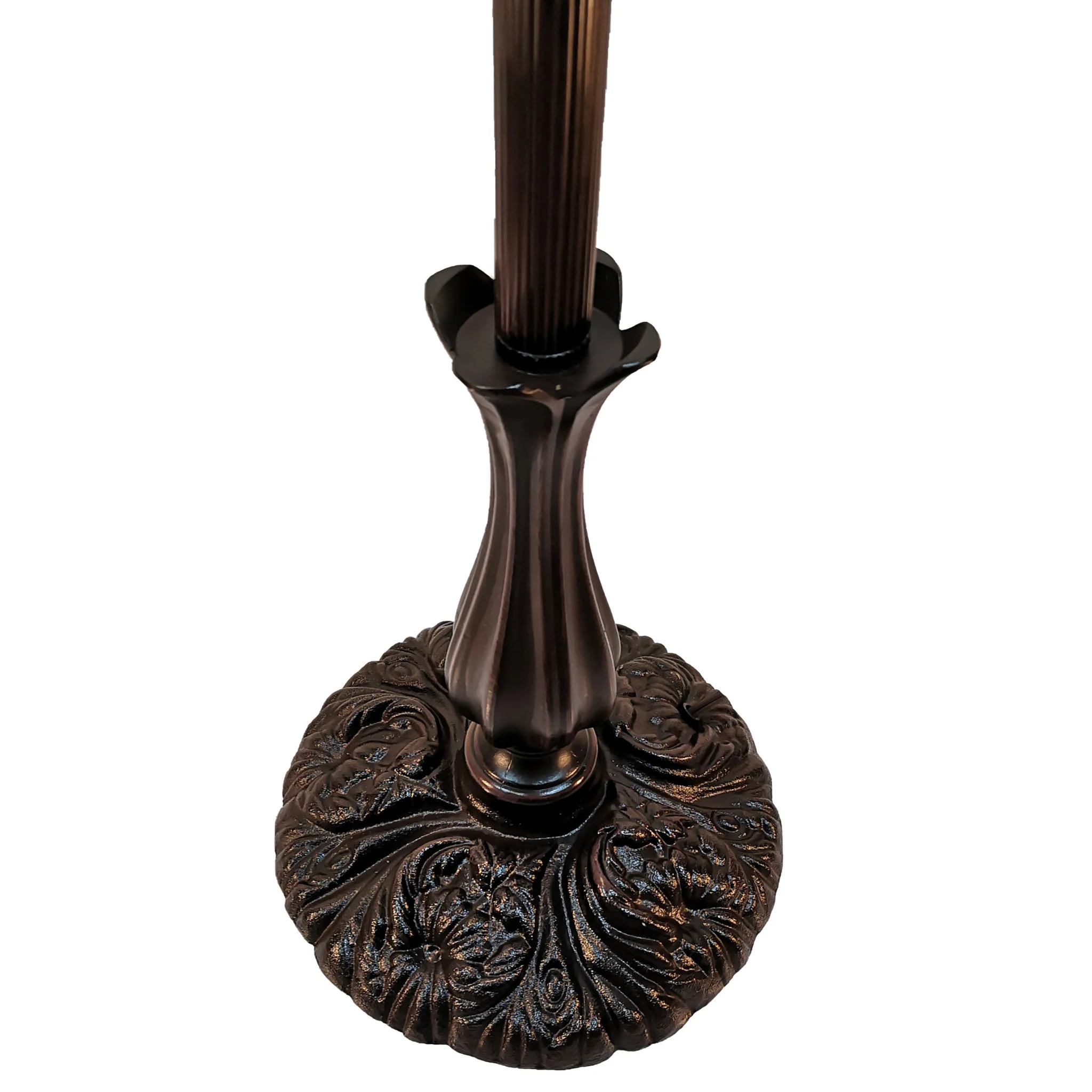 Brown Torchiere Floor Lamp With Blue and Yellow Flowers Glass Dome Shade By Homeroots - Image 6