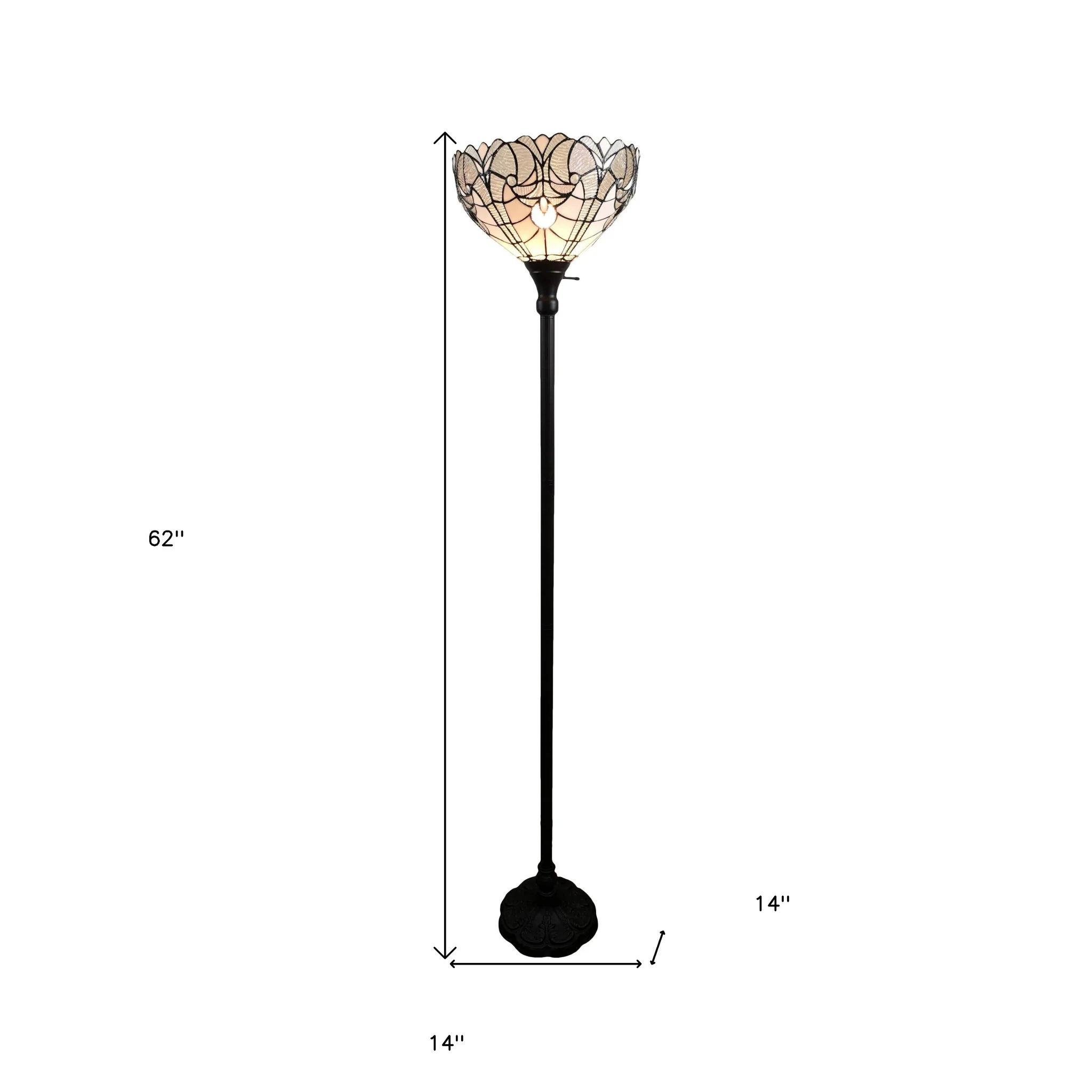 Brown Torchiere Floor Lamp With White Tiffany Style Glass Dome Shade By Homeroots - Image 6