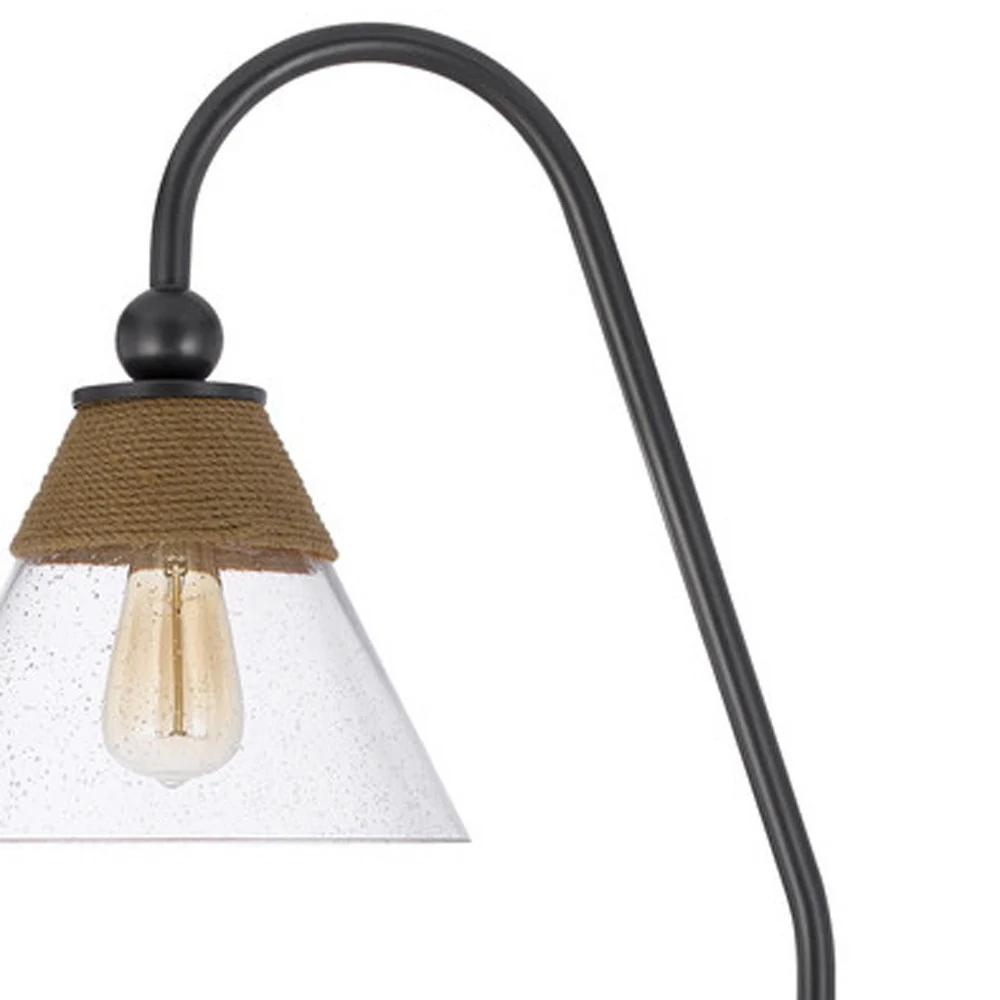 Brown Traditional Shaped Floor Lamp With Clear Transparent Glass Empire Shade By Homeroots - Image 4
