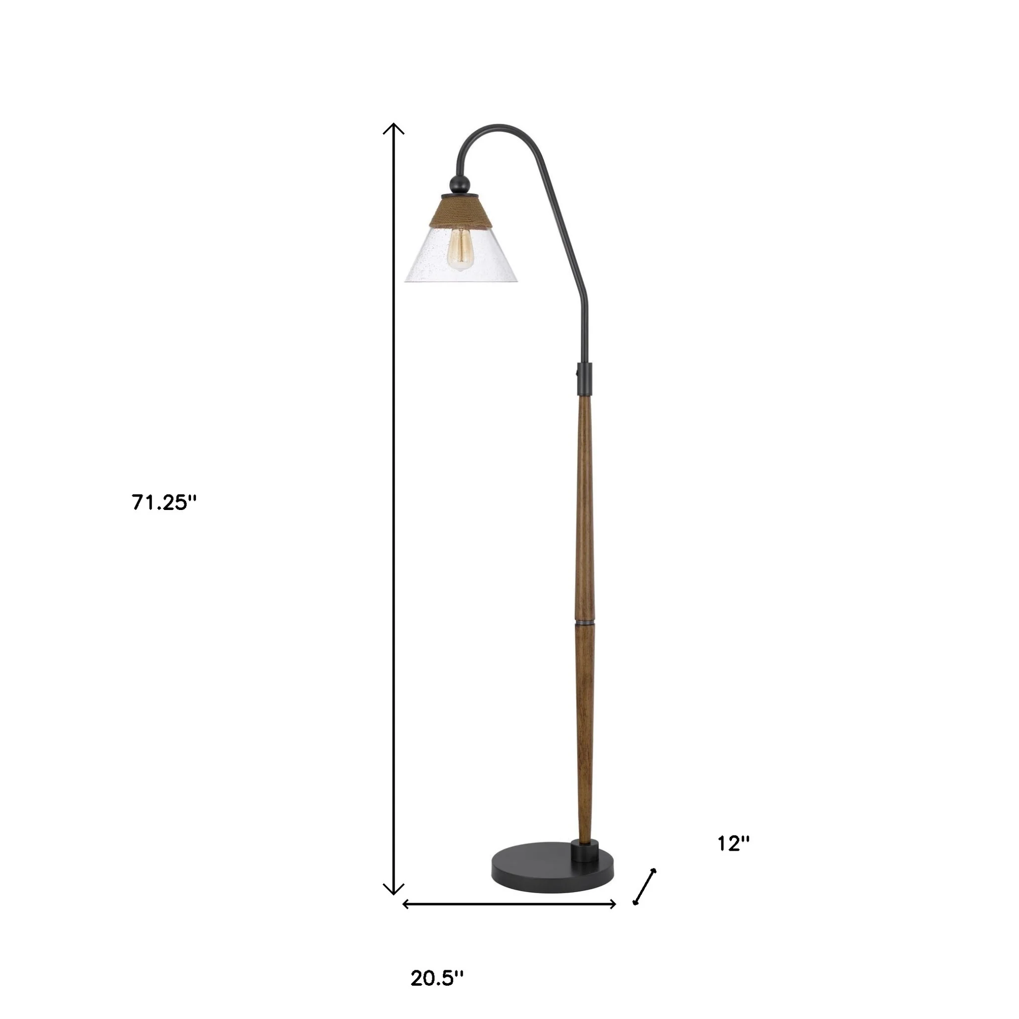 Brown Traditional Shaped Floor Lamp With Clear Transparent Glass Empire Shade By Homeroots - Image 5