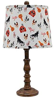 Brown Traditional Table Lamp with Farm Animal Printed Shade By Homeroots - Image 2