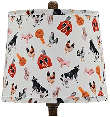 Brown Traditional Table Lamp with Farm Animal Printed Shade By Homeroots - Image 3
