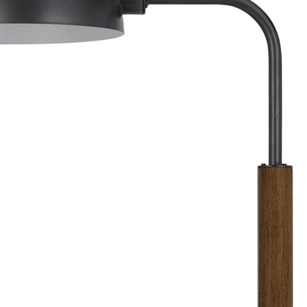 Brown Tray Table Floor Lamp With Bronze Transparent Glass Dome Shade By Homeroots - Image 3