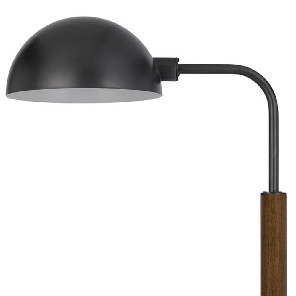 Brown Tray Table Floor Lamp With Bronze Transparent Glass Dome Shade By Homeroots - Image 4