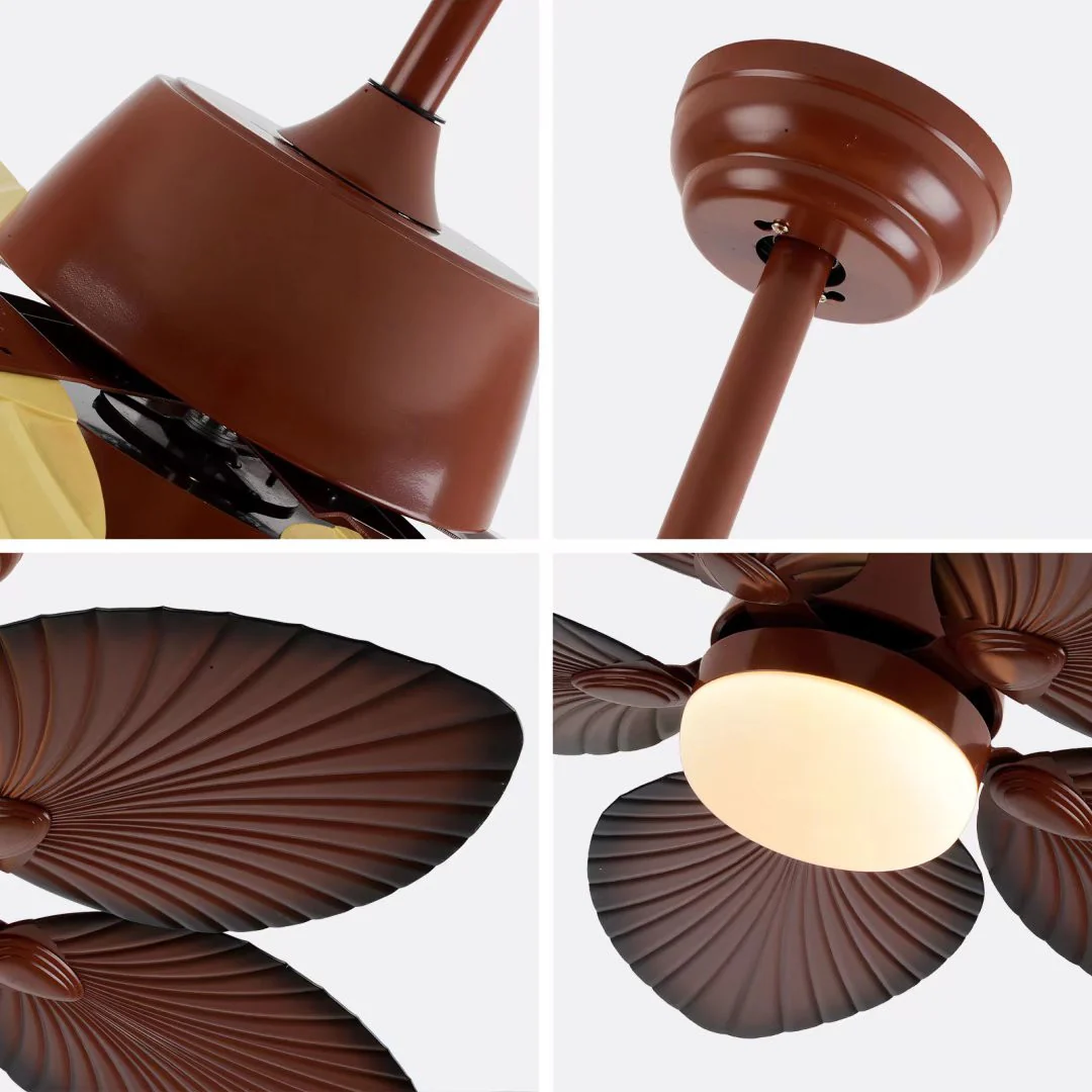 Brown Tropical Palm Metal Ceiling Lamp And Fan By Homeroots - Image 6