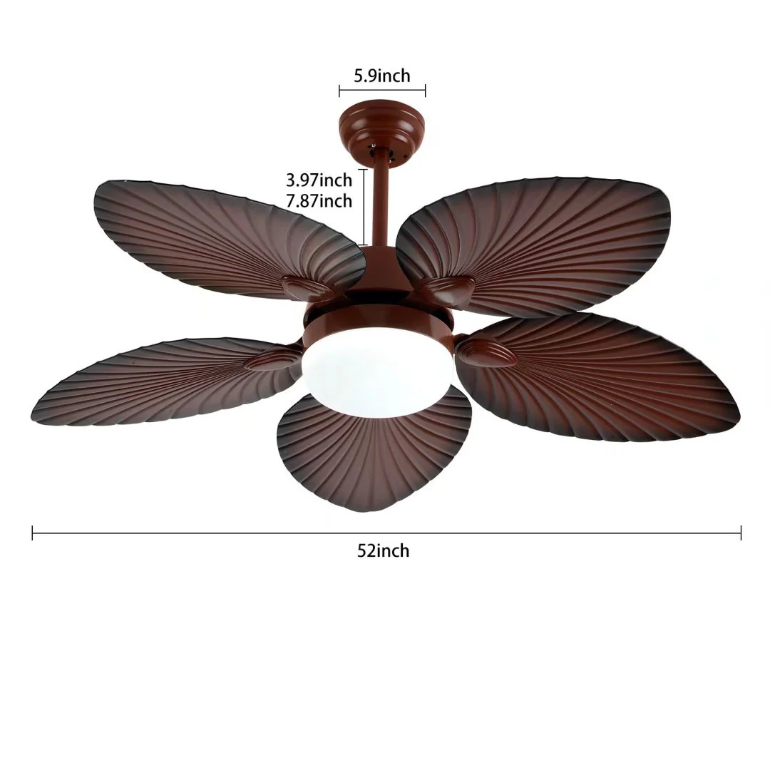 Brown Tropical Palm Metal Ceiling Lamp And Fan By Homeroots - Image 7