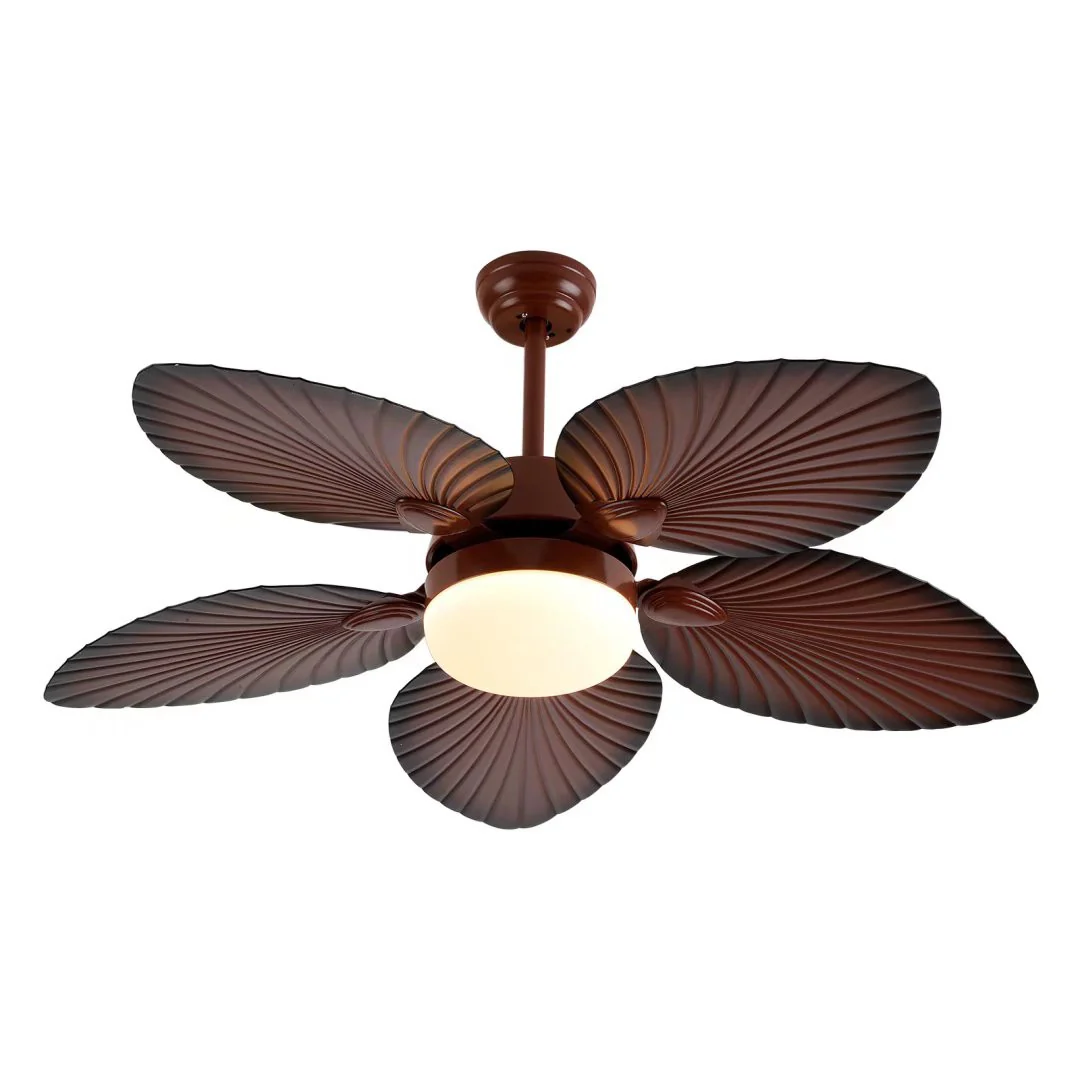 Brown Tropical Palm Metal Ceiling Lamp And Fan By Homeroots - Image 8